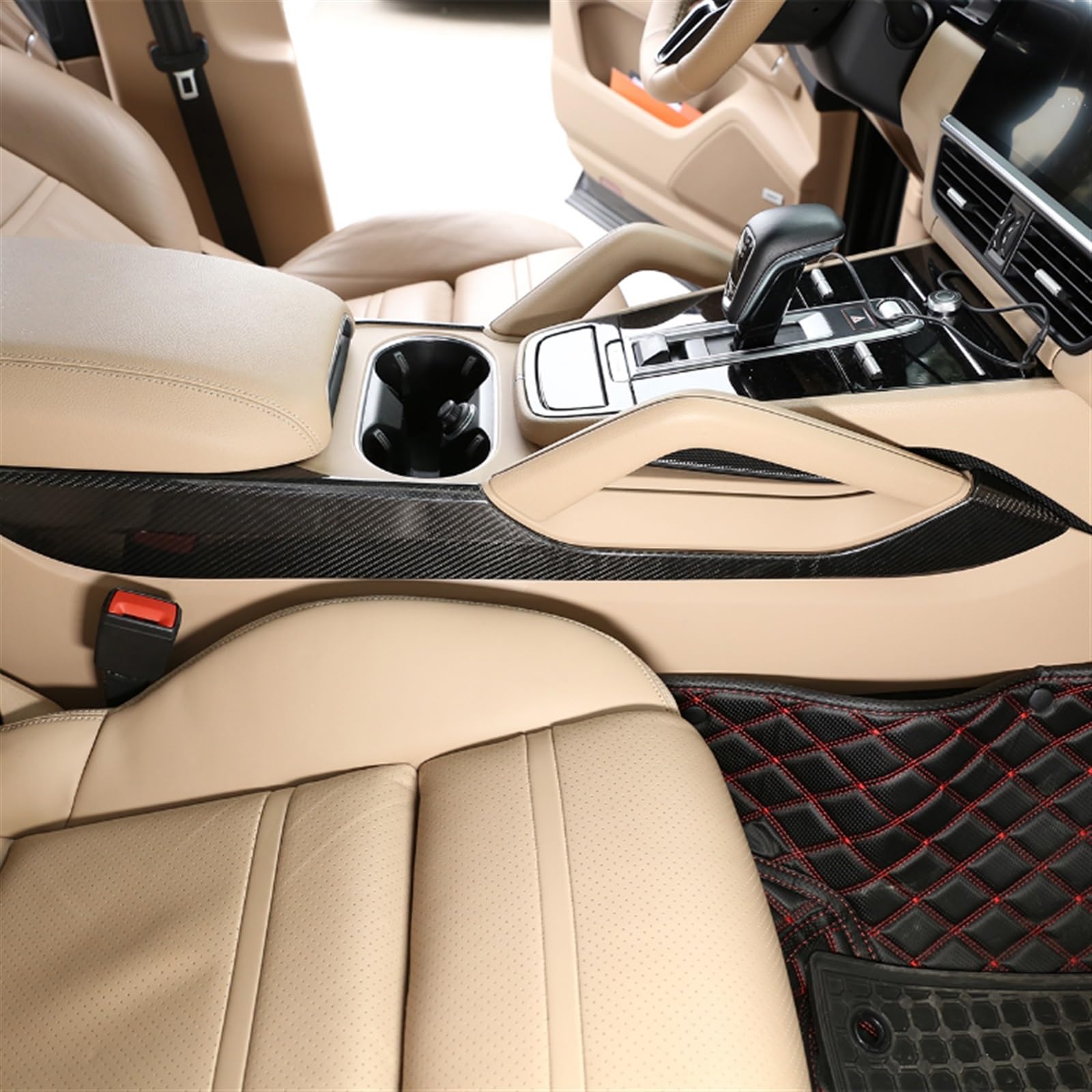 Komponenten Echte Kohlefaser Car Central Control Gear Shift Panel Side Trim Strips Cover Für Porsche Cayenne 2018-2023