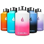 HYDRO CELL Stainless Steel Insulated Water Bottle with Straw - For Cold & Hot Drinks - Metal Vacuum Flask with Screw Cap and Modern Leakproof Sport Thermos for Adults (White/Pink 64oz)