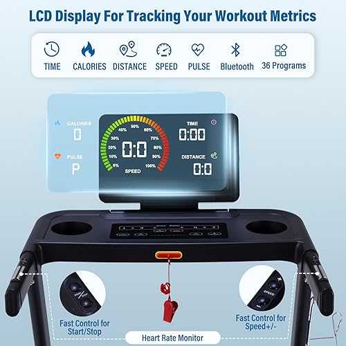 Miniatura 2 de Cintas de correr para el hogar, capacidad de 350 libras, 10 MPH, cinta de correr con inclinación de 3.0 HP con aplicación Bluetooth, banda de 17 x