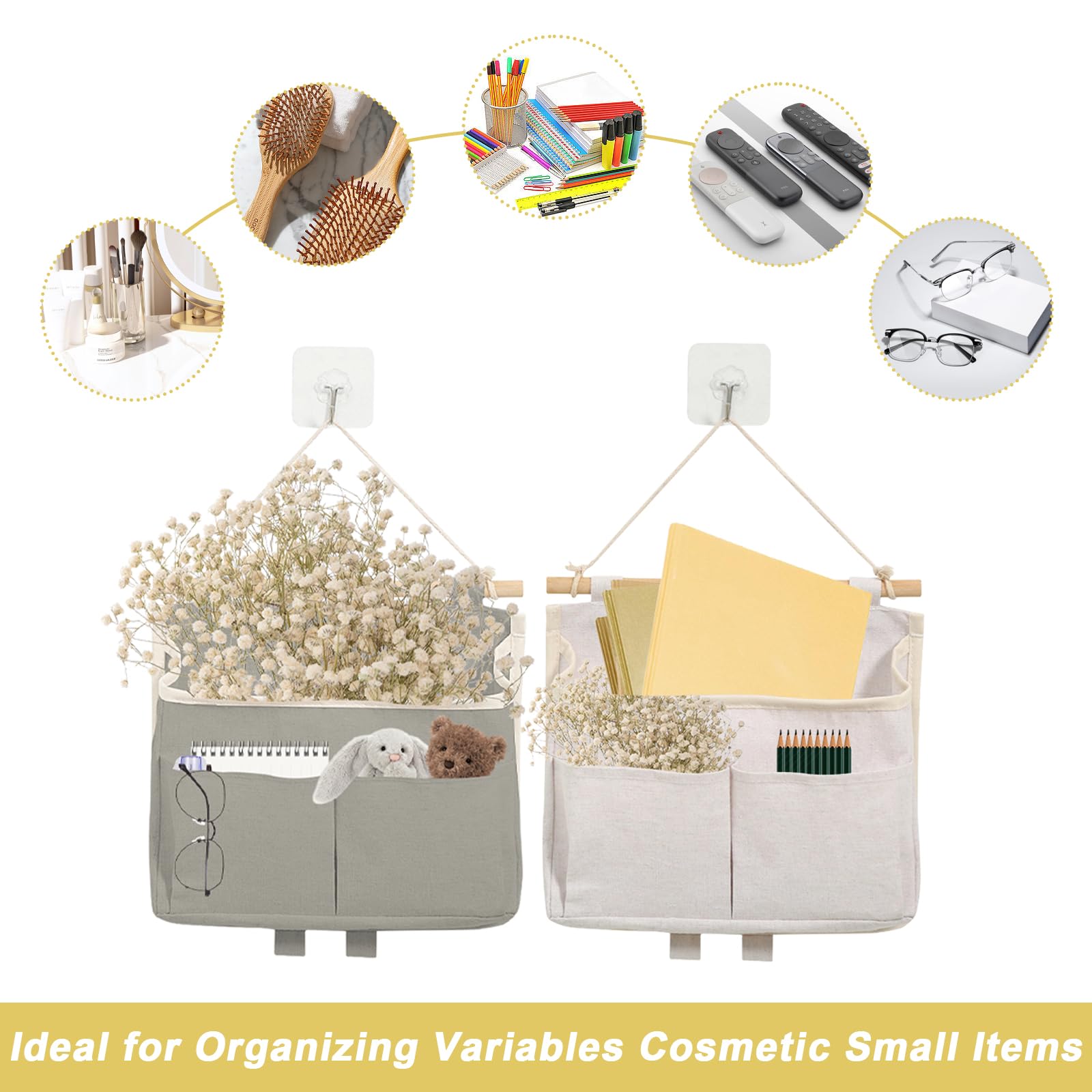 Lot De 4 Sacs De Rangement Suspendus Vegena - Organisateur Porte Et Mur - Tissu Assembable, 25x23x6cm
