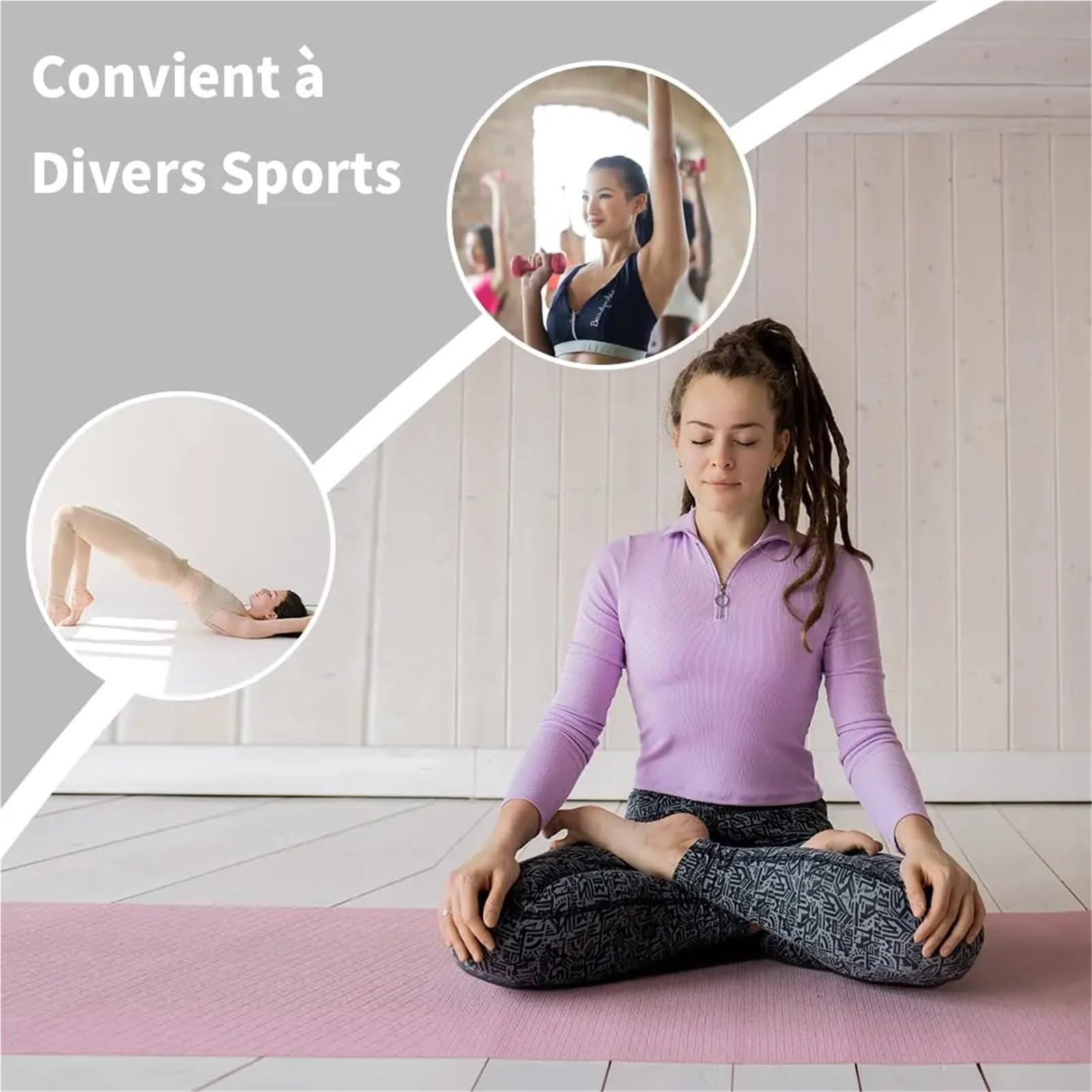 Tappetino Yoga Tappetino yoga - antiscivolo 183x61x0,6 cm for pilates, fitness e allenamento, con tracolla
