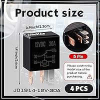 Vista 2 de Relé de 5 pines de 12 V 12 V 30 A, relé automotriz multiusos, relé de arranque negro, relé de arranque para automóvil, accesorios de repuesto