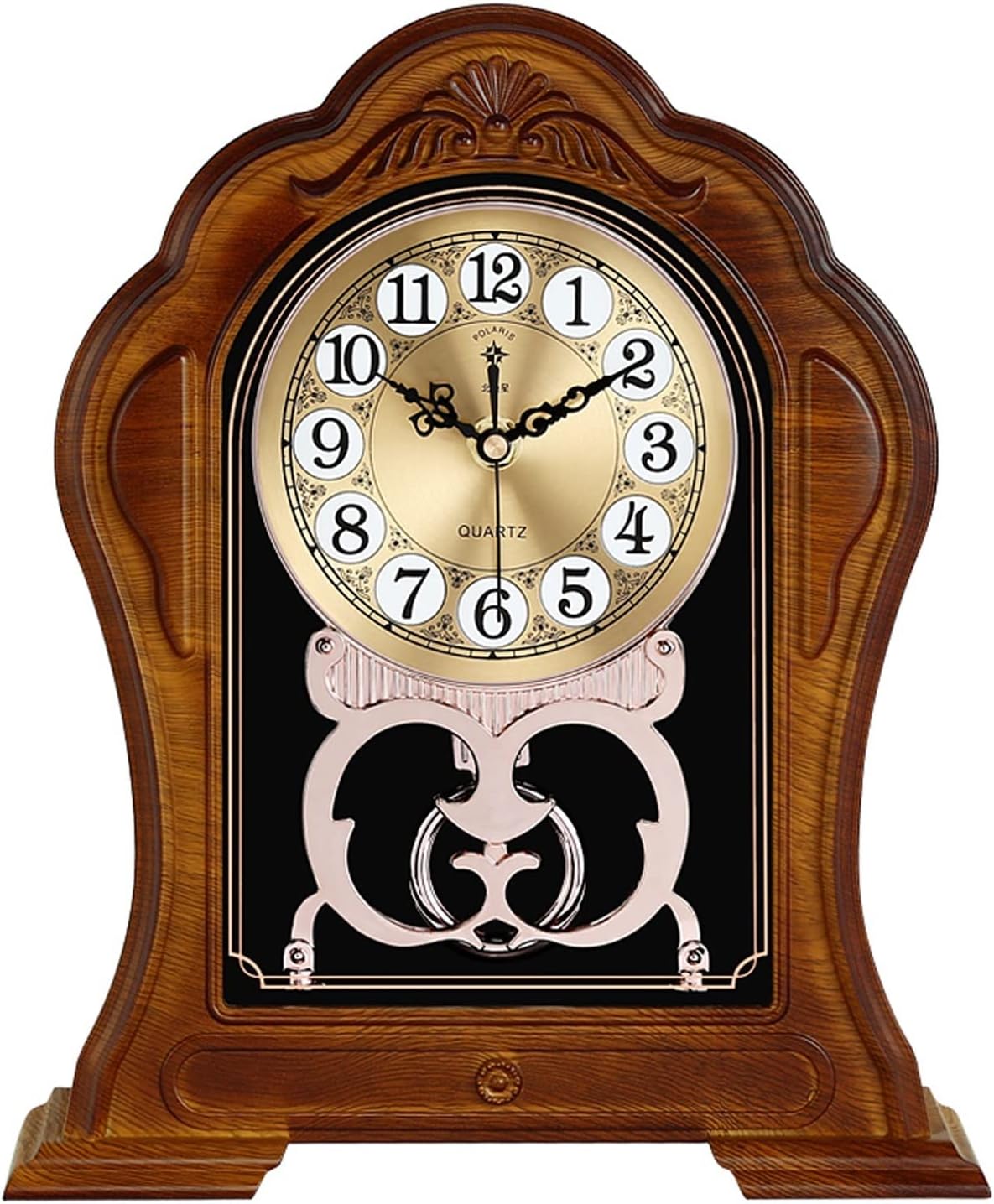 Mantle Clock Living Room Household Wood Desk Clock Desk Clock Bedroom Silent Desk Clock Desk Clock Pendant Desk Clock Vintage Mantel Clock (Color : Brass)