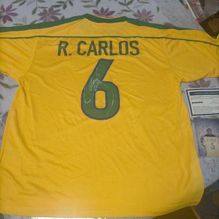 サッカー　ロベルトカルロス　サインユニフォーム　タグ付き サッカー ロベルトカルロス サインユニフォーム タグ付き