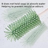 Vista 4 de Juego de cepillos de silicona 3 en 1 para botellas de bebé, limpiador de botellas multiusos, cepillo de biberones con soporte de almacenamiento