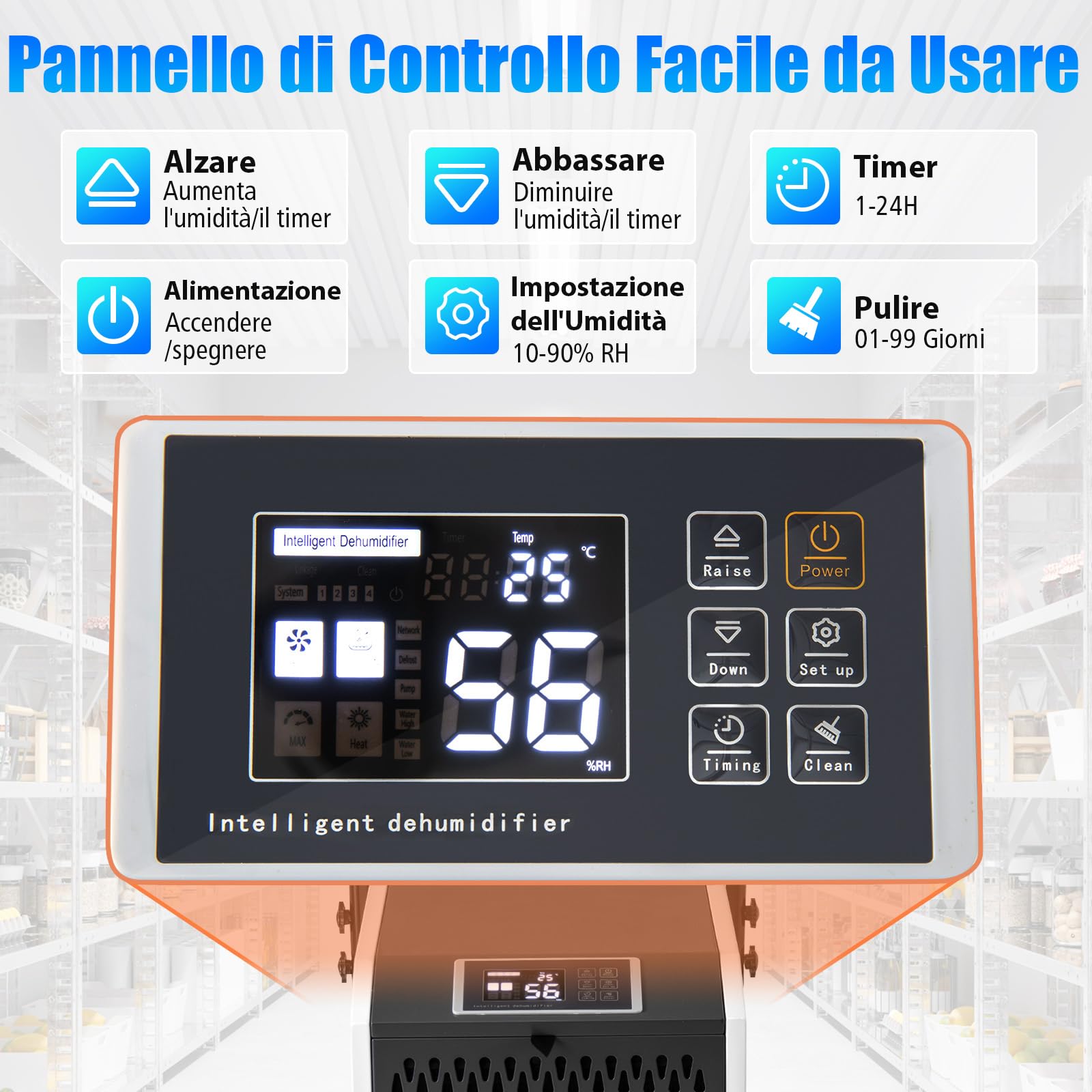 COSTWAY Deumidificatore Casa, Deumidificatore Elettrico con Tubo di Scarico e Timer, Portatile con Ruote per Cantina, Magazzino, Fabbrica e Grandi Spazi fino a 695 m³ (Bianco)