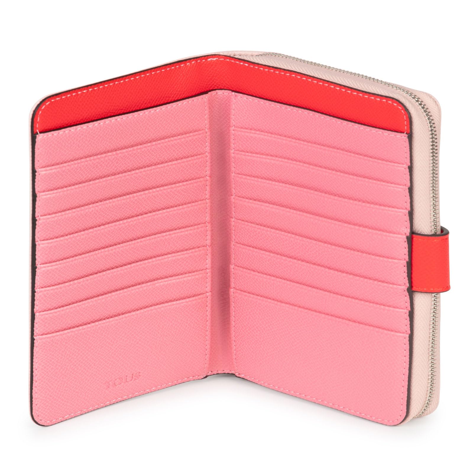 TOUS Billetera Mediana Rosa Y Beige, Para Mujer, Medidas 20 x 10 x 3 cm, Colección New Dubai