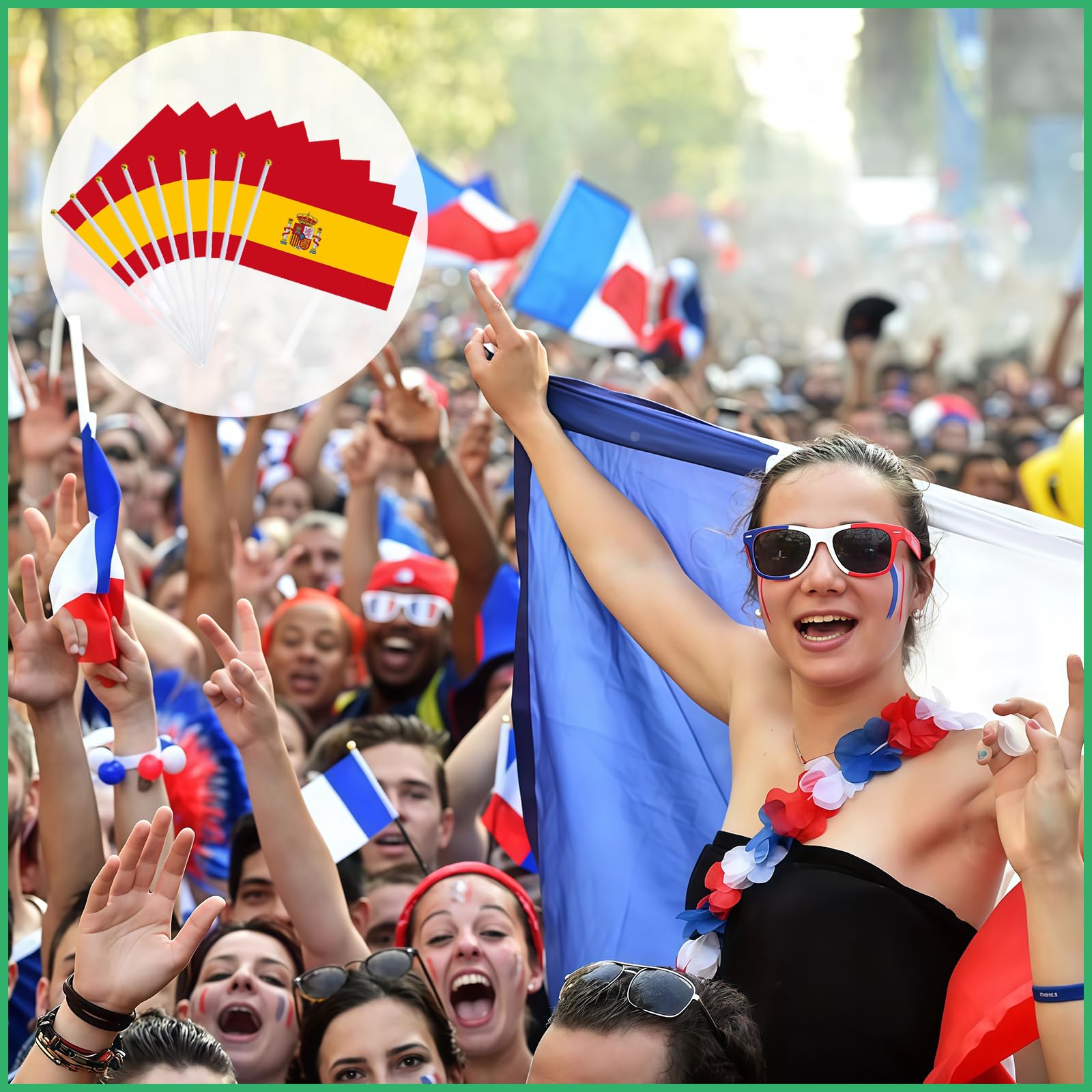 YAAVAAW 10 pièces Mini Drapeau à La Main de Espagne,Petit Drapeaux Espagne Personnalisable Mat,avec Tiges en Plastique,pour Oktoberfest Événements Sportifs,Décoratifs d'extérieur,Fête