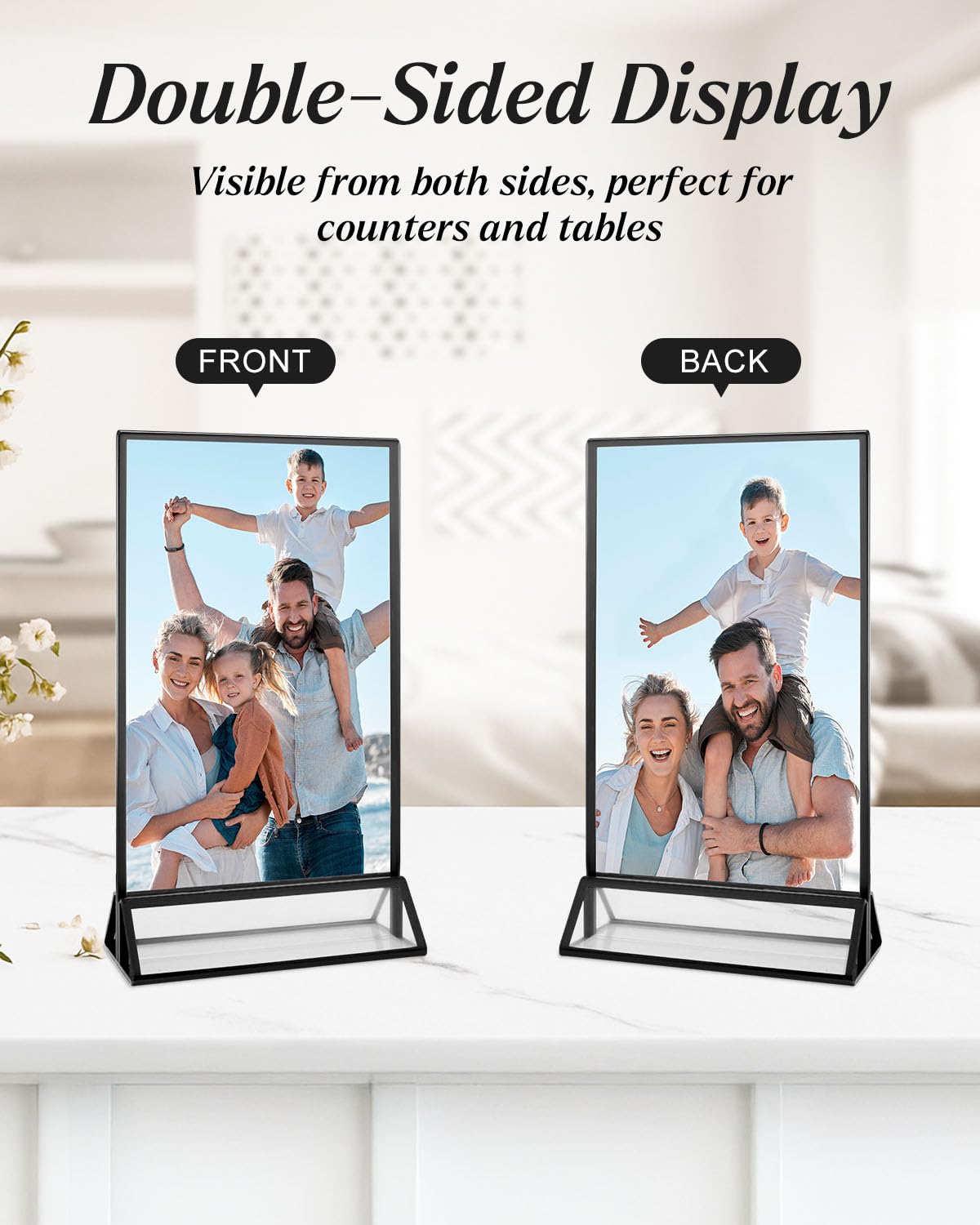 Paquete de 8 soportes acrílicos de 5 x 7 pulgadas, soporte vertical transparente de doble cara, soporte para folleto de menú para números de mesa de boda, letreros de restaurante, fotos de