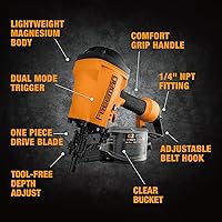 Vista 3 de Freeman G2CN75 Clavadora neumática de 2ª generación de 15 grados y 3 pulgadas con gancho de cinturón de metal ajustable y conector de aire NPT