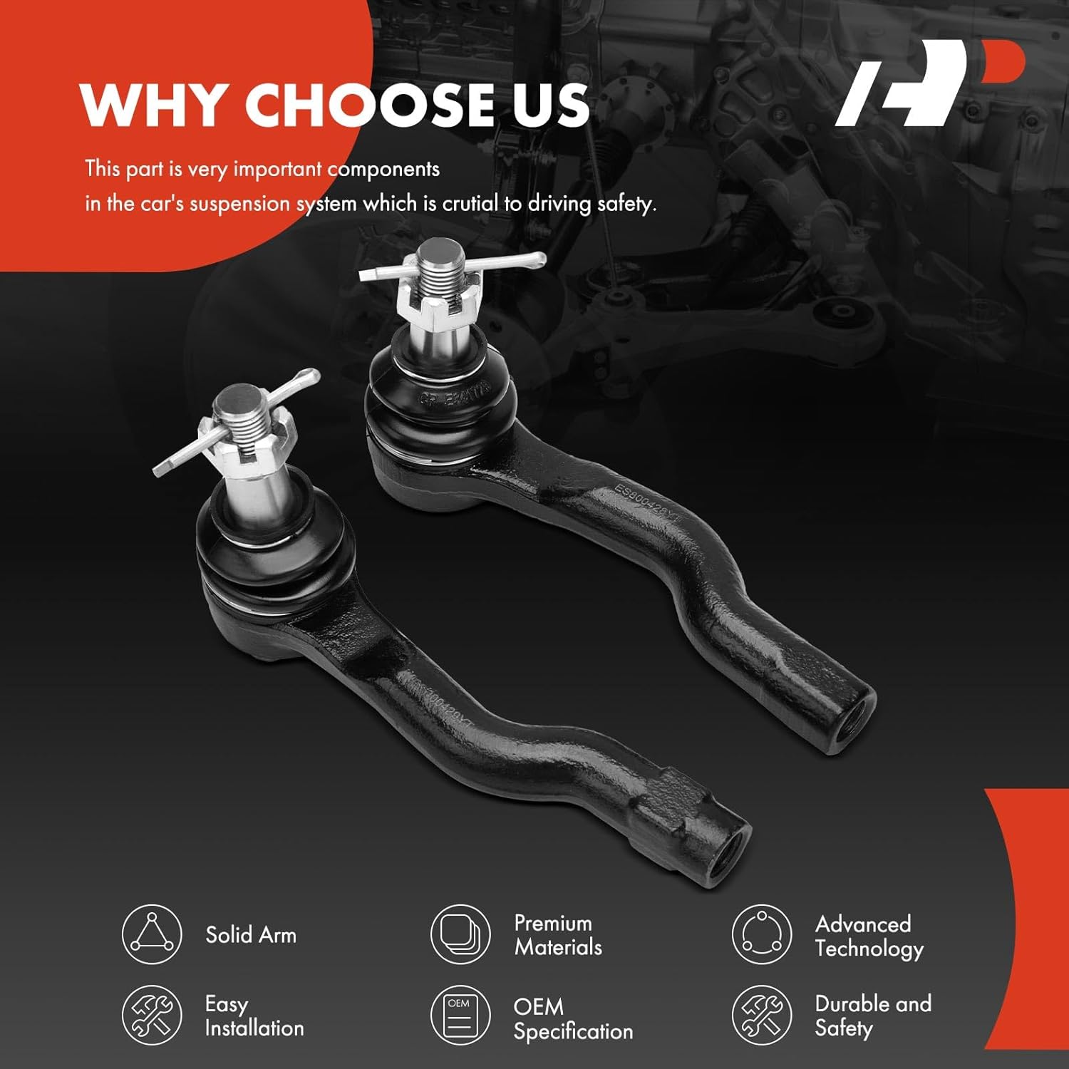 A-Premium 2 x Front Outer Tie Rod Ends, Compatible with Infiniti FX35 2003-2008, FX45 2003-2008