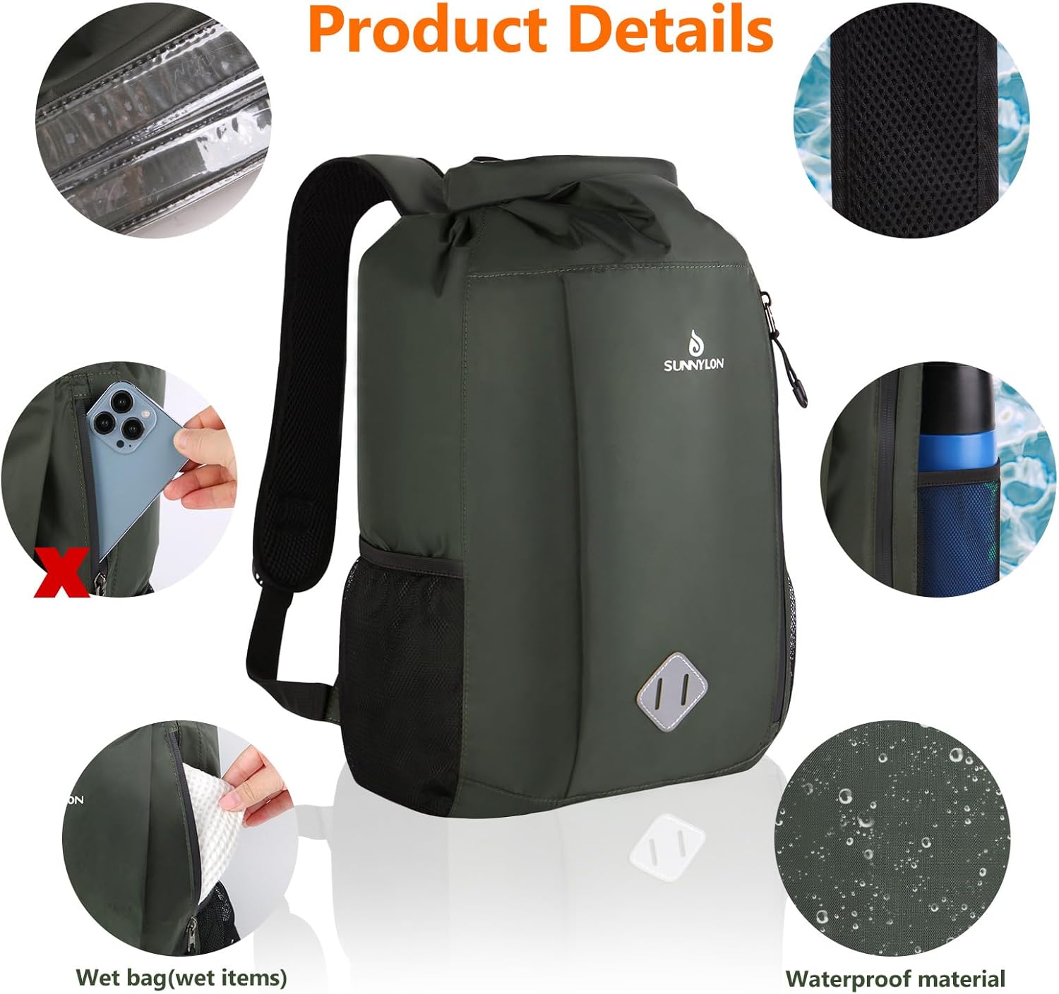 Dry Bag Backpack, 20L Dry Bags Waterproof with Waist Pouch and Phone Case,Roll top Dry bag for kayaking,Marine dry bag for Kayaking,Beach, Rafting, Boating, Hiking, Camping and Fishing