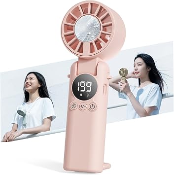HAGOOGI ハンディファン 冷却プレート 極静音設計 199段階風量調整 6000mAh大容量 熱中症対策 アウトドア用 ピンク の商品画像