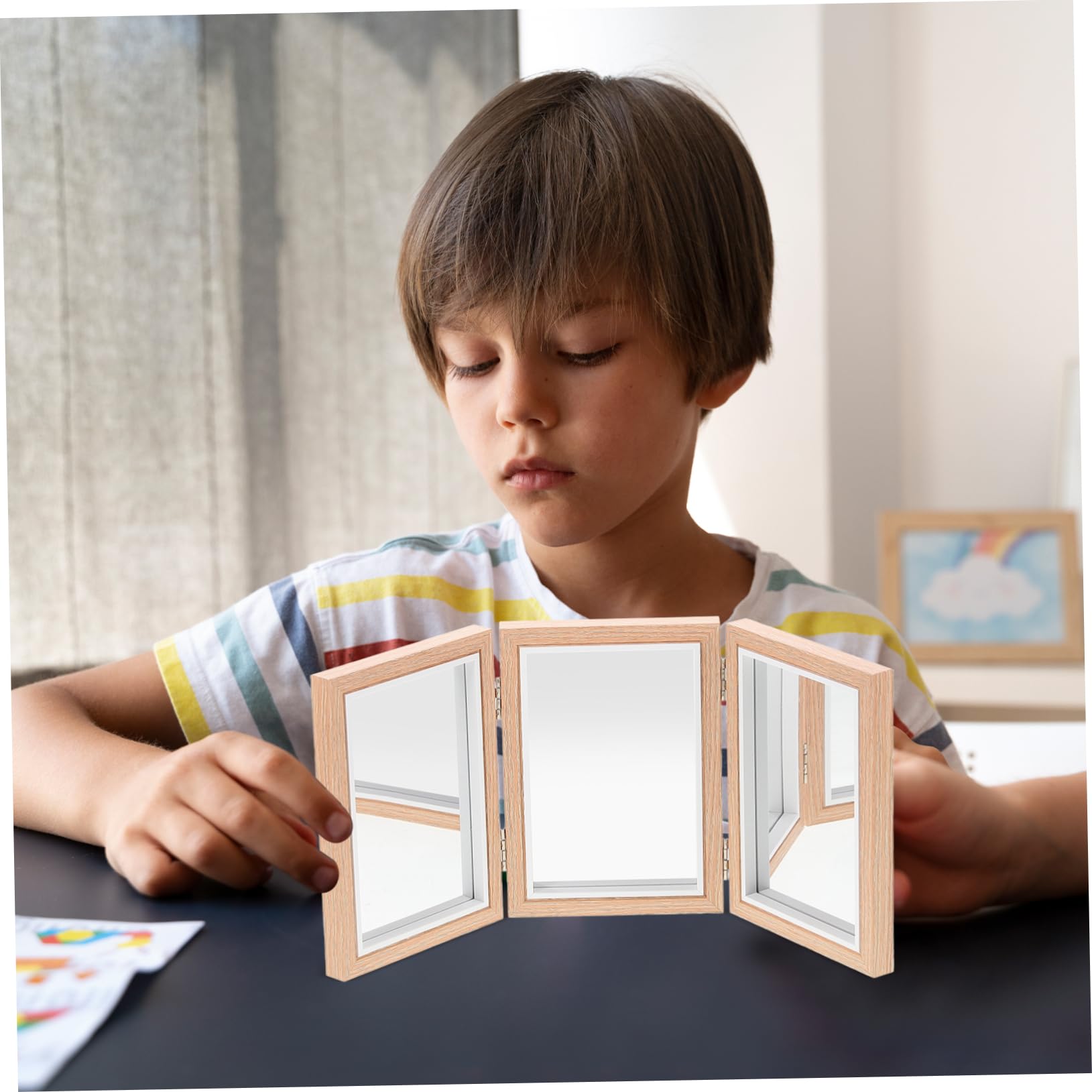 Rompecabezas Montessori Con Espejo – Aprende Colores Y Formas, Madera Con Perillas, Juguete Educativo Para Niños +3 Años