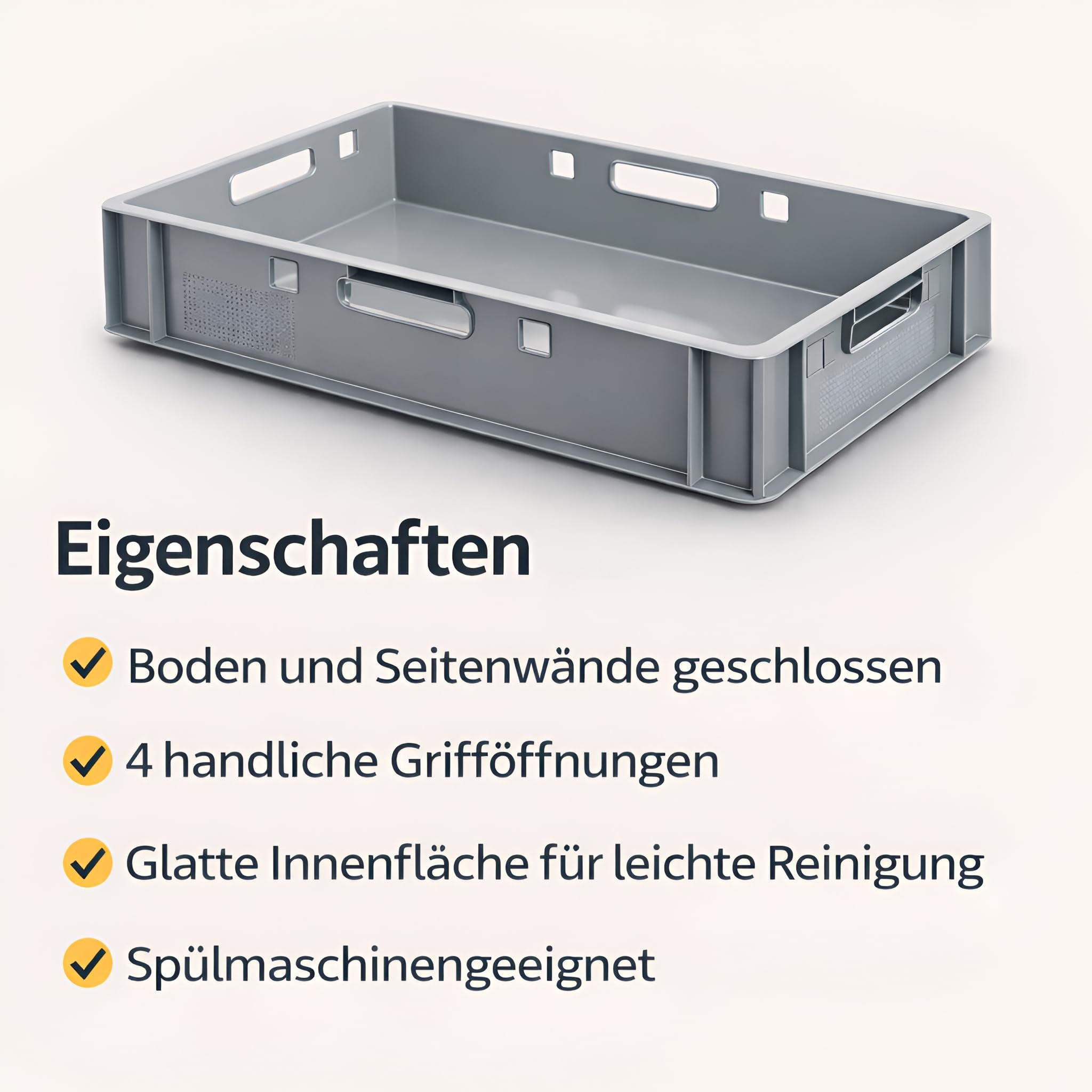 Fleischkiste E1 60x40x12,5 cm Eurobox 5er Set Grau lebensmittelecht robust | BURI, stapelbar, Kunststoff, Made in Germany, Lagerbox, Transportbehälter, belastbar, Normmaß, flach, langlebig