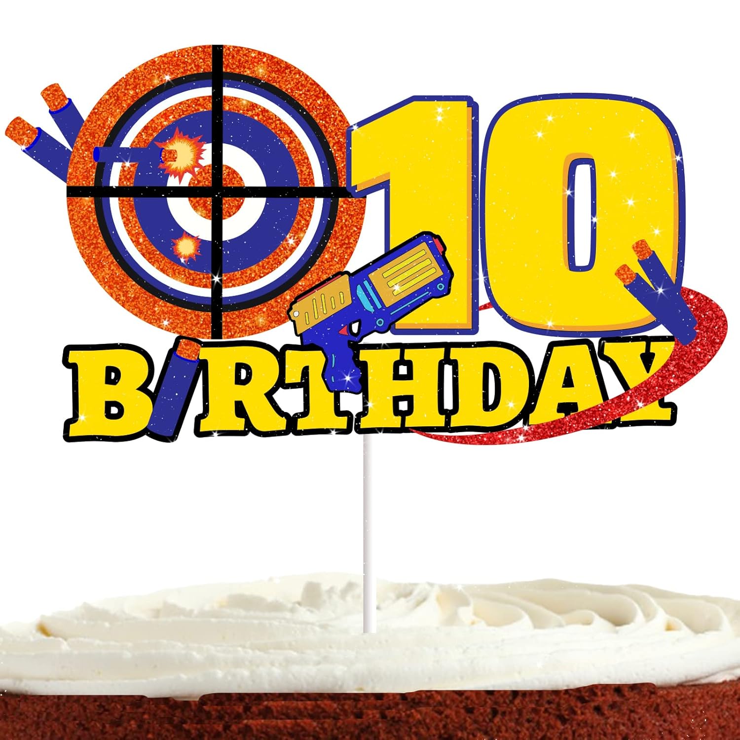 Dart Gun Cake Topper 10 for Boys Girls 10th Birthday Dart War Party