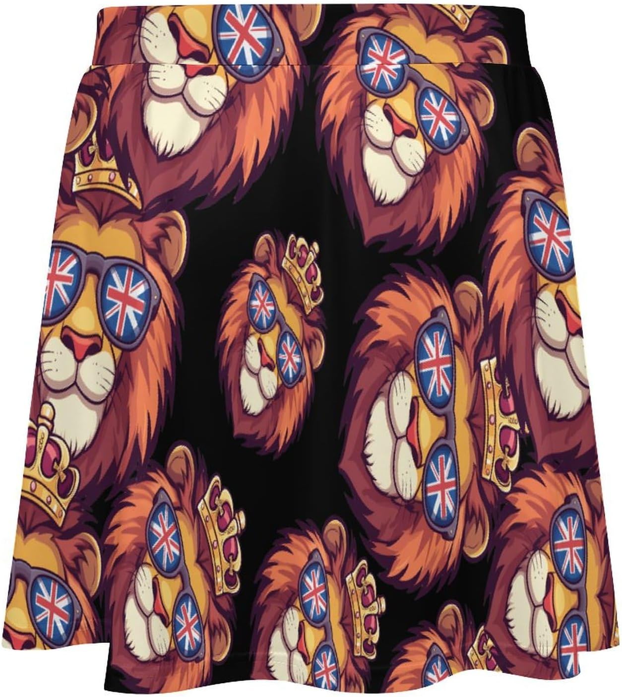 UK Flag British Liones Glasses Women Tennis Skirt Print Golf Skirts Mini Casual Workout Skorts