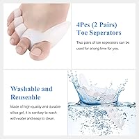 Vista 3 de 2 pares de separadores de dedos de silicona, separadores de dedos de los pies, esparcidores de dedo para martillo superpuestos, corrector de dedos