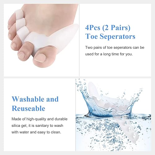 Miniatura 3 de 2 pares de separadores de dedos de silicona, separadores de dedos de los pies, esparcidores de dedo para martillo superpuestos, corrector de dedos