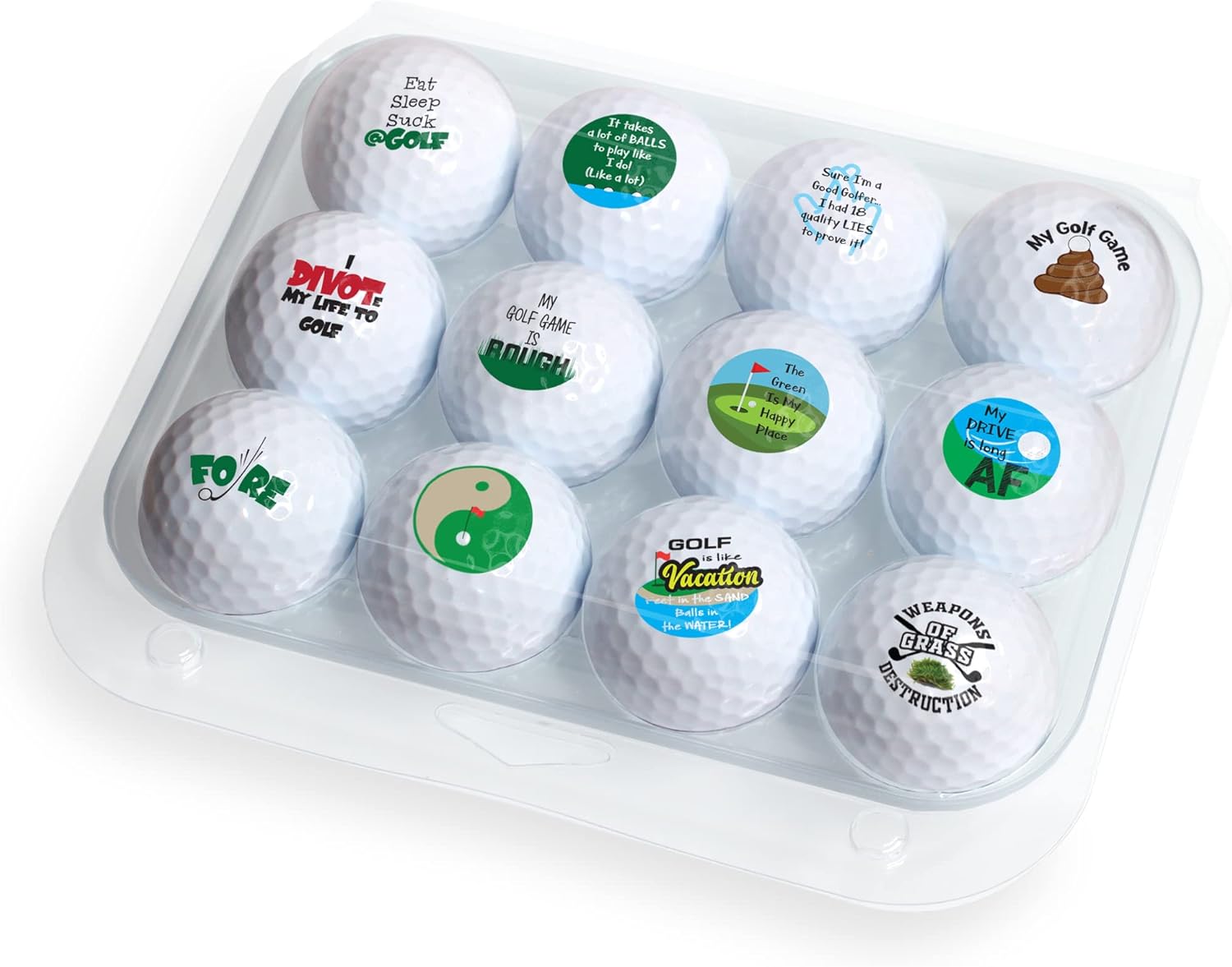 Infusion Novelty Golf Balls, Gag Gift, Funny Golf Balls (12 Balls, Bad Golfer)