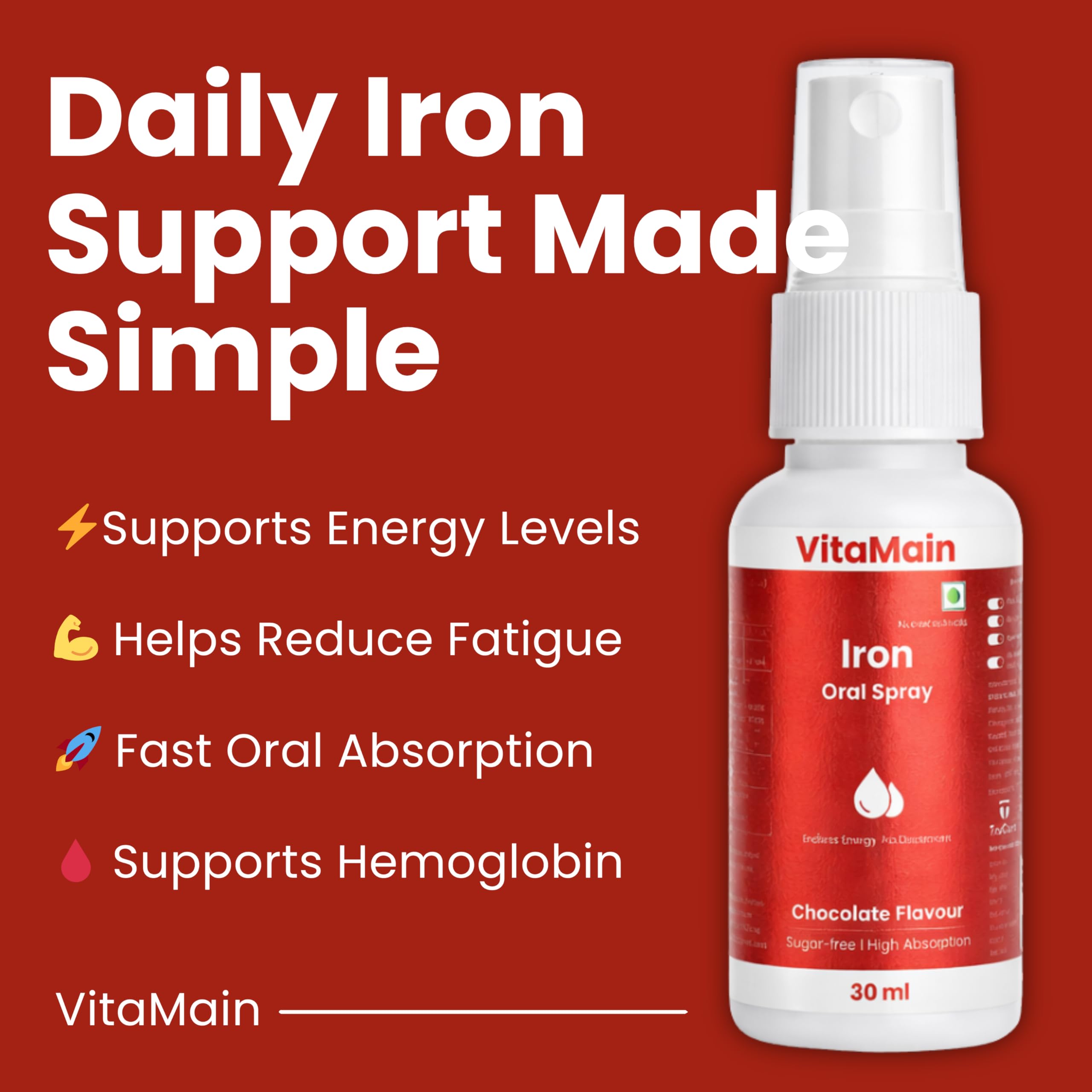 Iron Oral Spray | Daily Iron Support for Energy & Hemoglobin | Gentle on Stomach | Fight Tiredness & Weakness | Fast Absorption | 30 ml — Amazon image 2