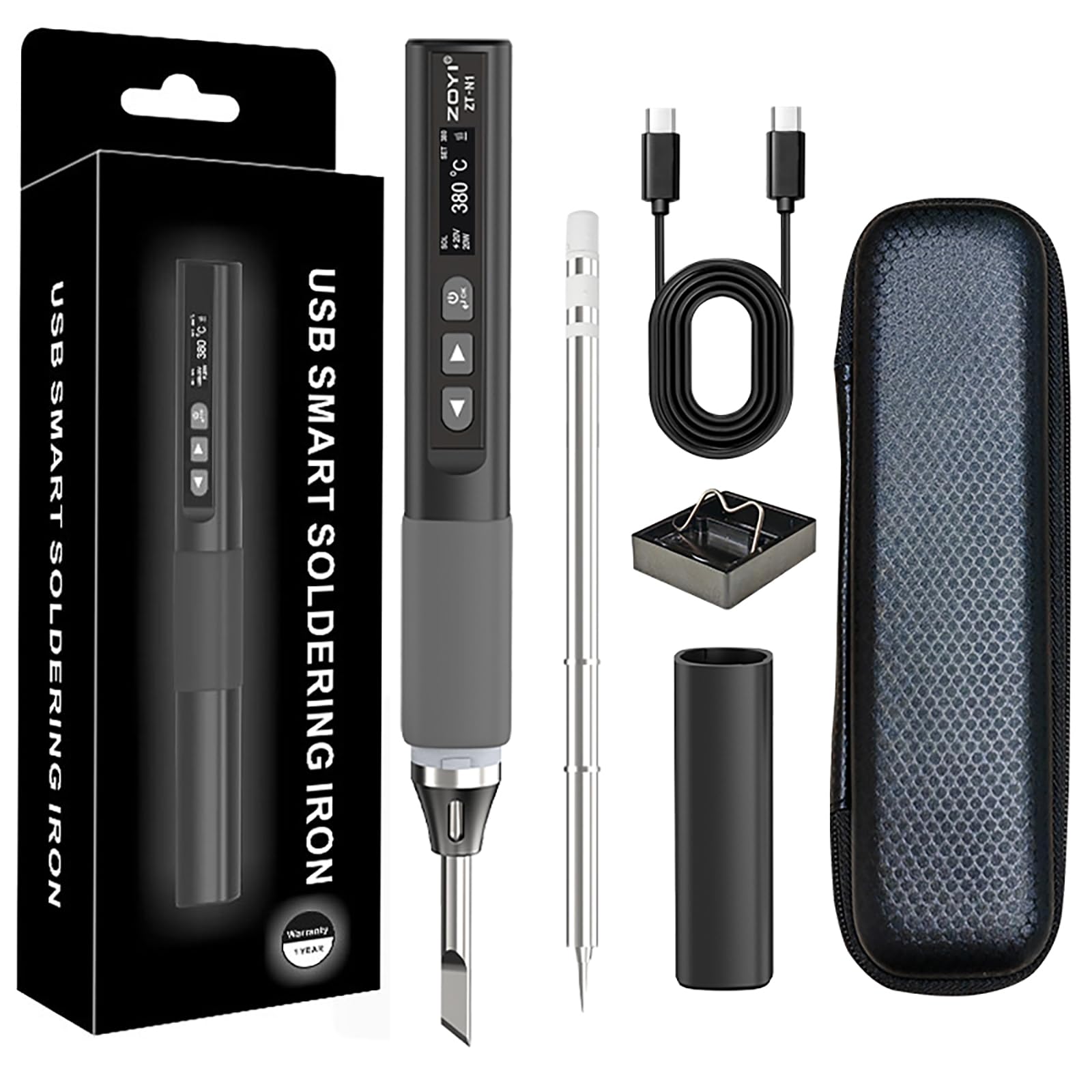 ZOYI N1 Smart Electric Soldering Iron - 96W Precision Soldering with OLED Display, Rapid Heating, Adjustable Temperature, and PD/QC Protocol Charging