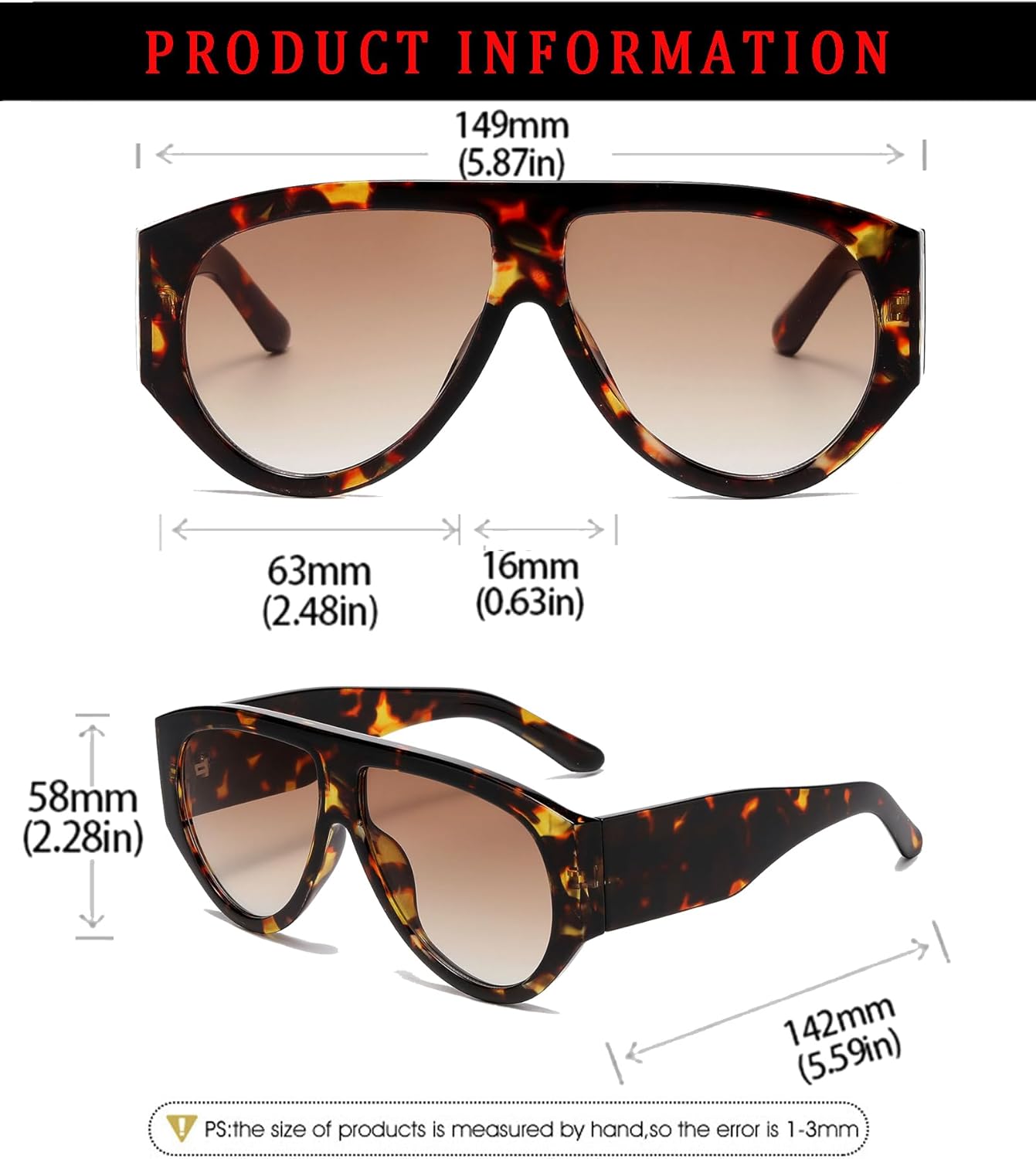 Oversized Aviator Sunglasses for Women Men Classic Big Frame Sun Glasses - Image 6