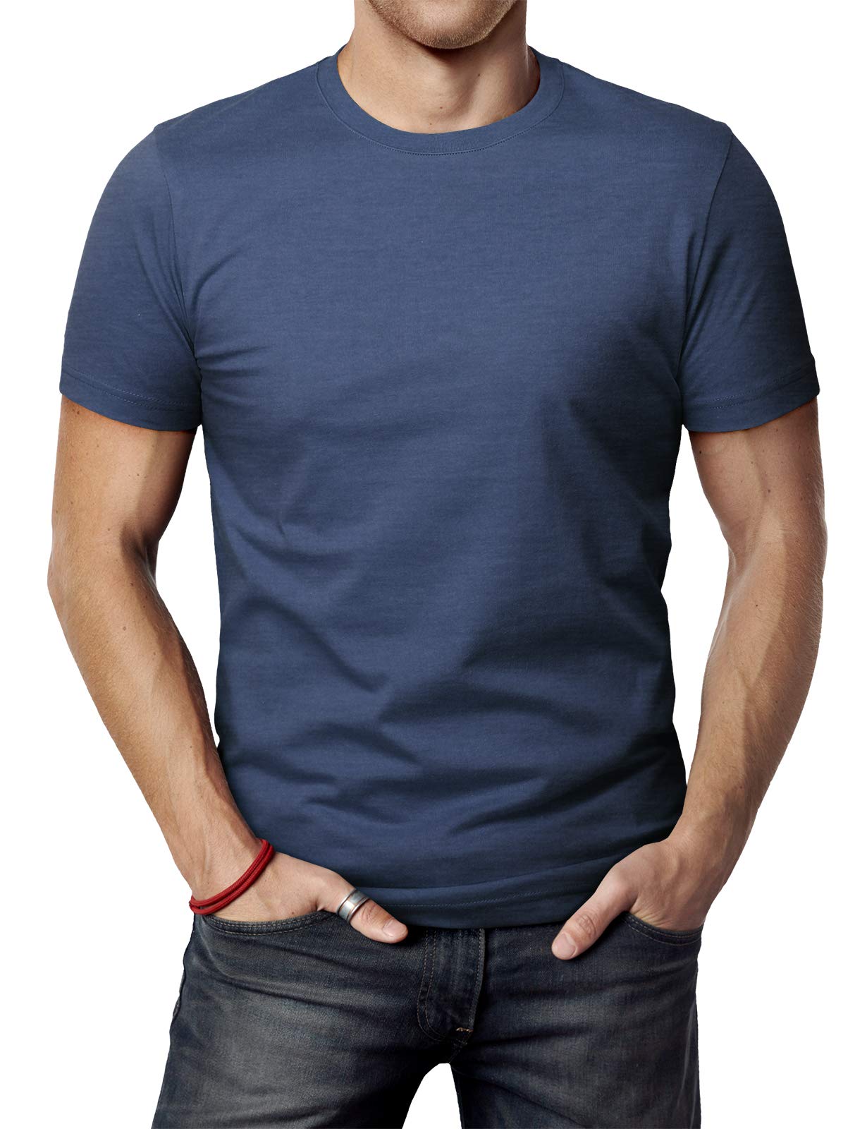 H2HMens Casual Slim Fit Short Sleeve T-Shirts Soft Lightweight V-Neck/Crew-Neck Size XS to 3XL