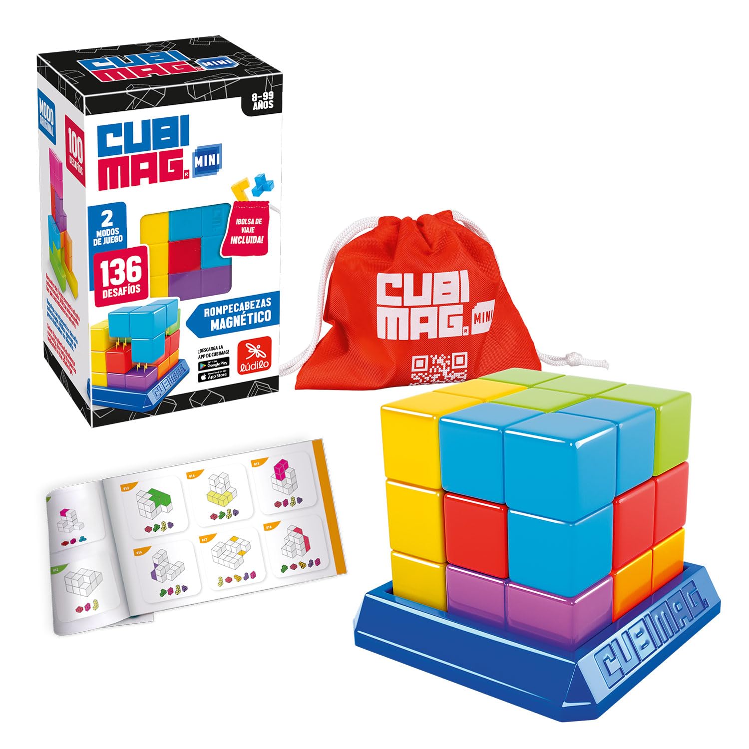 Ludilo - Cubimag Mini | Juego Mesa 8 Años O Más | Rompecabezas Adultos con 2 Modos De Juego | Juegos De Mesa Adulto | Juegos De Ingenio con 136 Desafíos