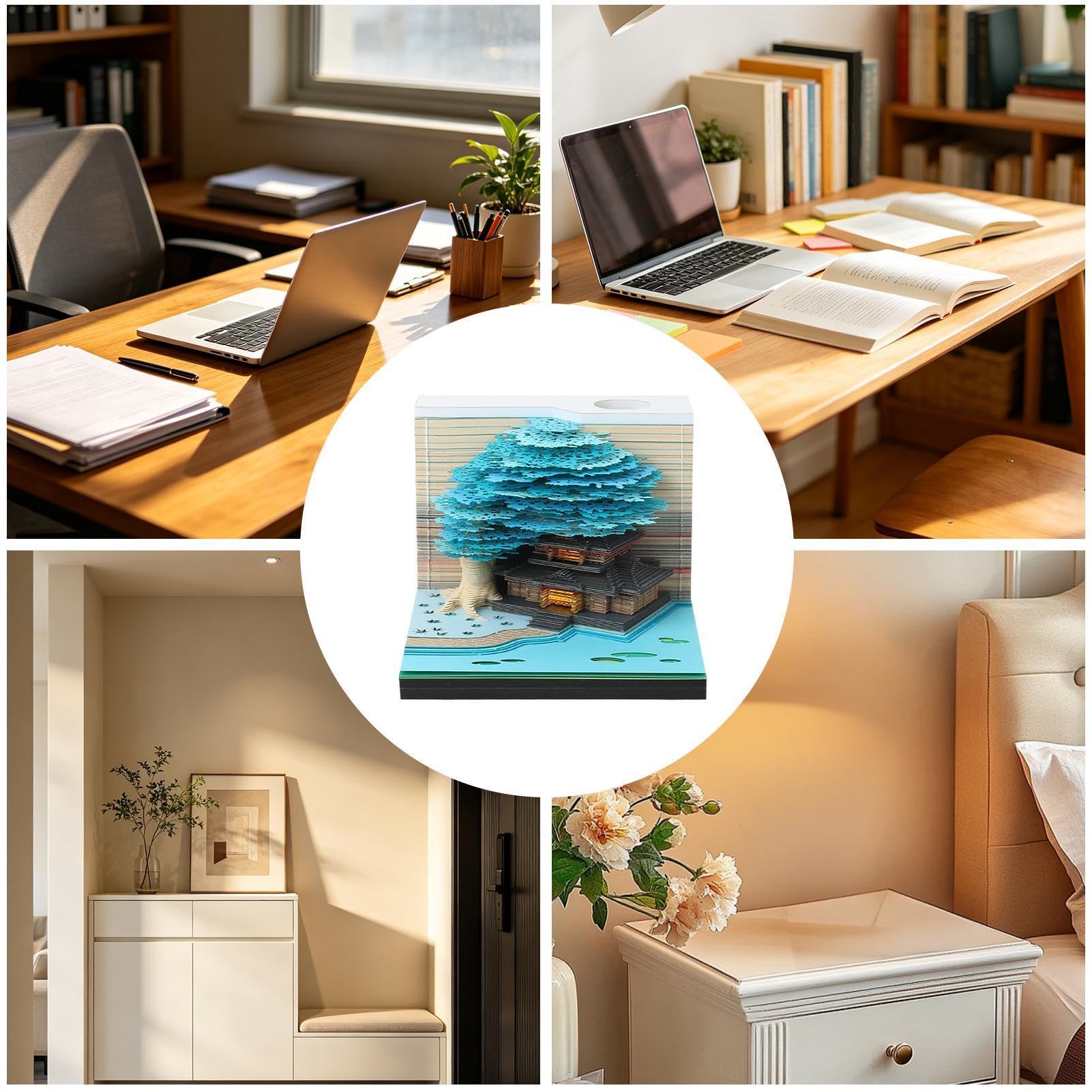 3D-Notizblock 2027 3D Schreibtisch Zeitmesser Schnitzerei Notiz-Block | Büro Schreibtisch Papier-Kalender für Studentenwohnheim, Schlafzimmer, Wohnzimmer, Homeoffice, Schule, Apartment sowie Büche