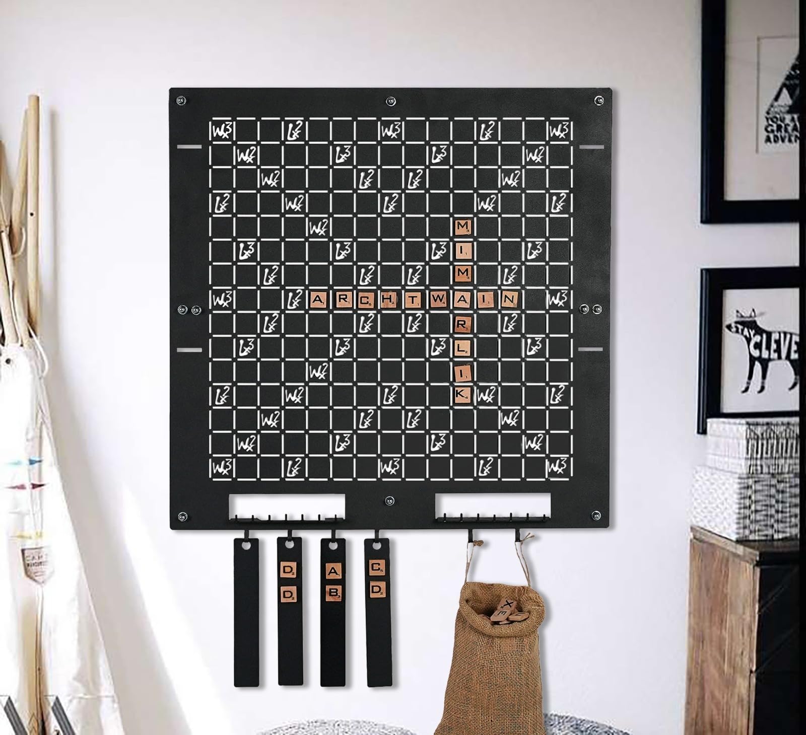 Tubibu Unique Wall Decor, Message Board, Convenient to Play Scrabble, Extraordinary Gift, Wall Decor, Wall Art (Mideum)