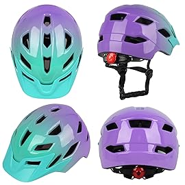 Kids Bike Helmet,Bavilk Kids Boys Girls Bike Helmets with LED Light Detachable Visor Children Youth Teen Multi-Sport for Skating Cycling Scooter Skateboard Adjustable & Lightweight 19.7-22.4