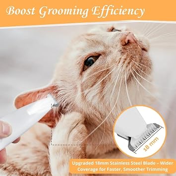 Belvedir Cat Grooming Trimmer, 35dB Low Noise Cordless Paw Clipper with LED