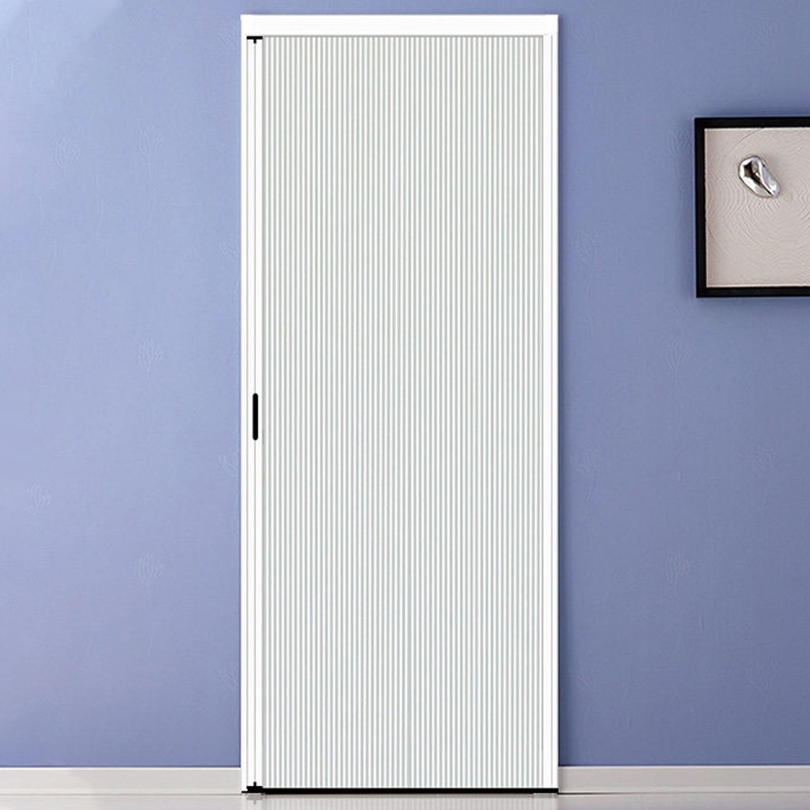 Porte Accordéon Interieur Porte Pliante Blanche en Tissu Non Tissé avec Cadre en Aluminium, Séparateur de Pièce Accordéon Peu Encombrant pour Portes et Placards(42x80in(106.7x203.2cm))