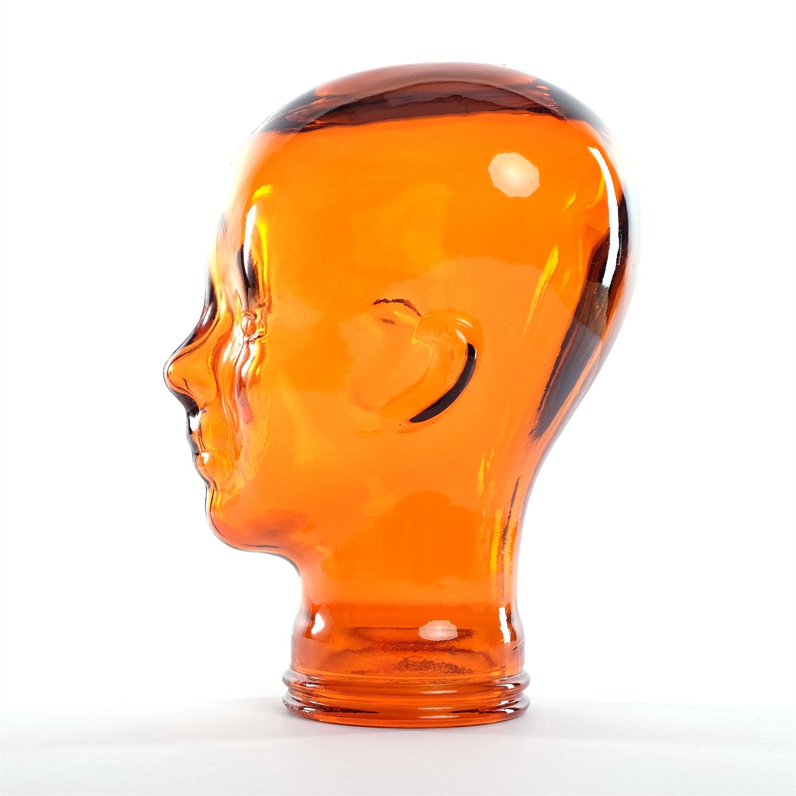 DESIGN DELIGHTS KOPFHÖRERSTÄNDER Mick | Recycling Glas, transparent orange, 29 cm | Deko Kopf
