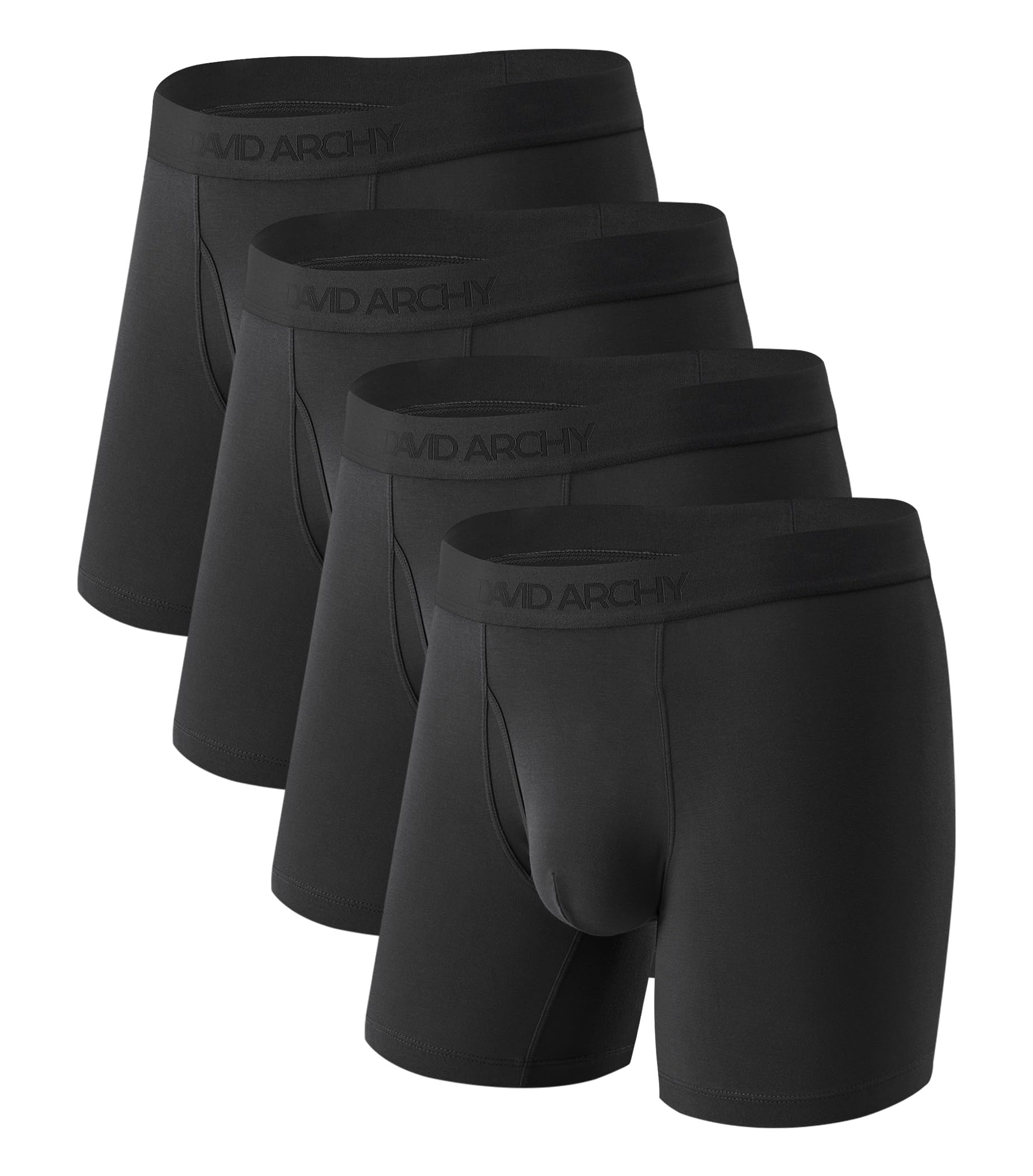 DAVID ARCHY Mens Bamboo Rayon Underwear 1 5 Wide Waistband No Ride Up Boxer Briefs with Extended Pouch