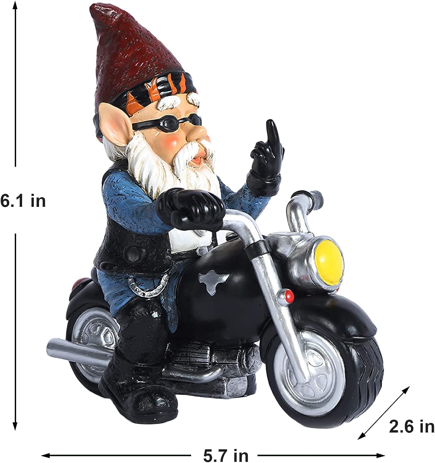 Garden Gnome Riding Motorcycle Funny Outdoor Gnome Decoration Indoor Outdoor Lawn Figurines for Home Yard Décor, Small