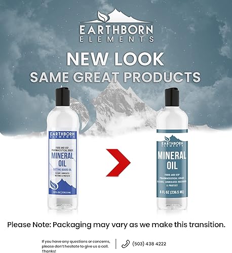Miniatura 3 de Aceite mineral (8 onzas) de Earthborn Elements, Food & USP Grade, para tablas de cortar, bloques de carnicero, encimeras, utensilios de madera