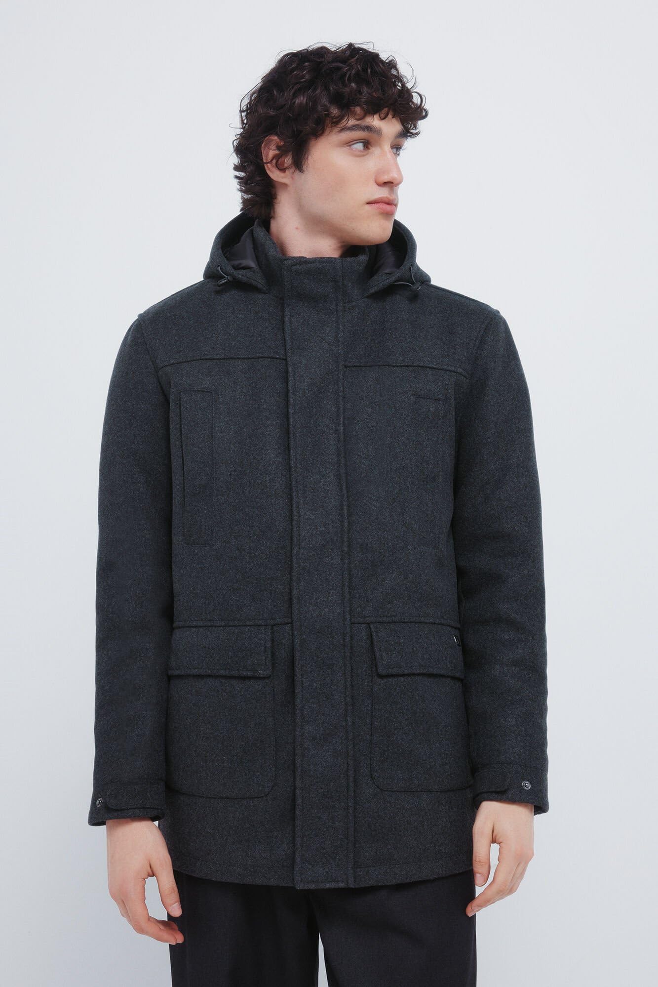 Springfield Herren Woolen Effect Parka Parka aus Wolle