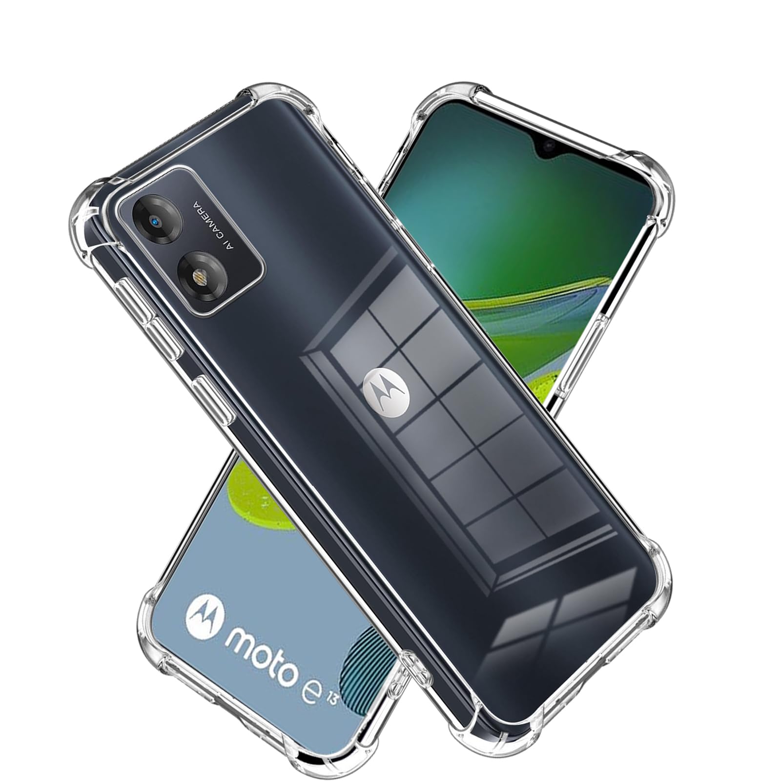 For Motorola Moto E13 4G Shock-absorbing Anti-Slip Clear Phone Case Reinforced Corners TPU