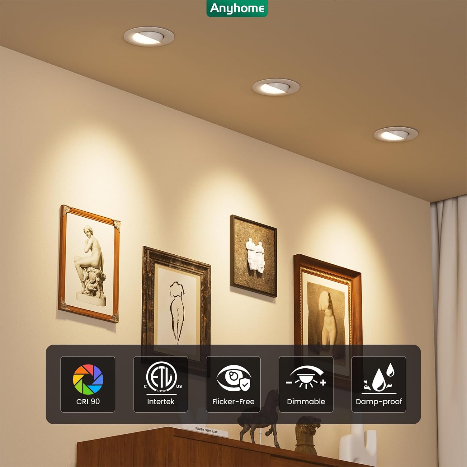 6 Inch Gimbal Led Recessed Lighting Retrofit,4 Retrofit Led Recessed Lighting,5 CCT 2700K-5000K Dimmable 11W 900LM,Compatible with TP24 Connector/E26 Bases,ETL & ES(4 Pack)