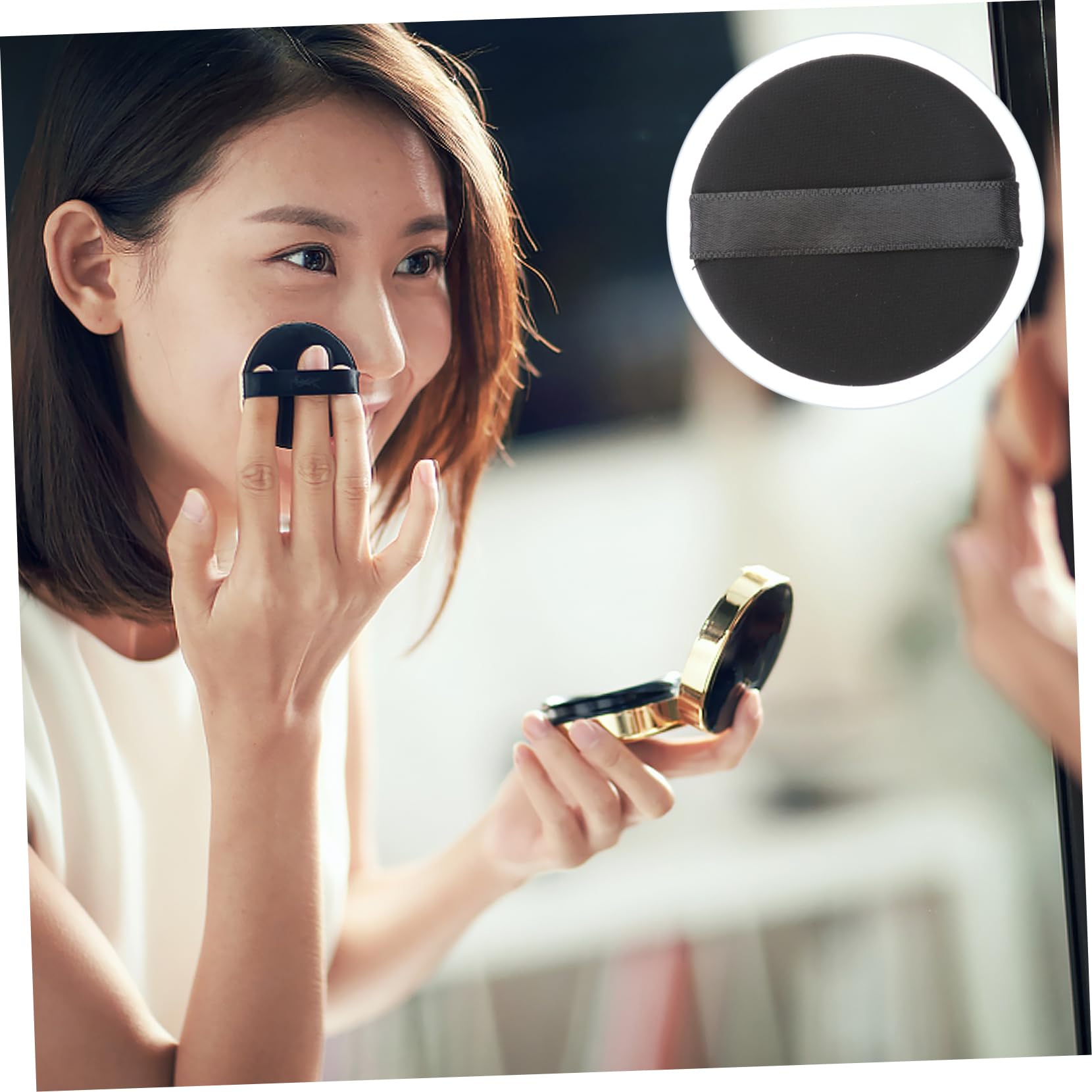 PartyKindom 5Pcs Black Non Latex Makeup Puff Soft Bouncy Foundation Sponge for Application for Salon Home Travel Use