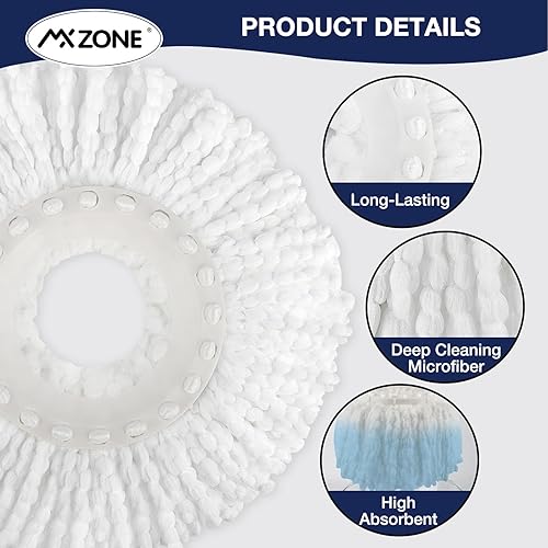 Miniatura 3 de Cabezal de repuesto para trapeador giratorio, paquete de 5 repuestos de trapeador mágico para sistemas Hurricane 360°, cabezal de trapeador