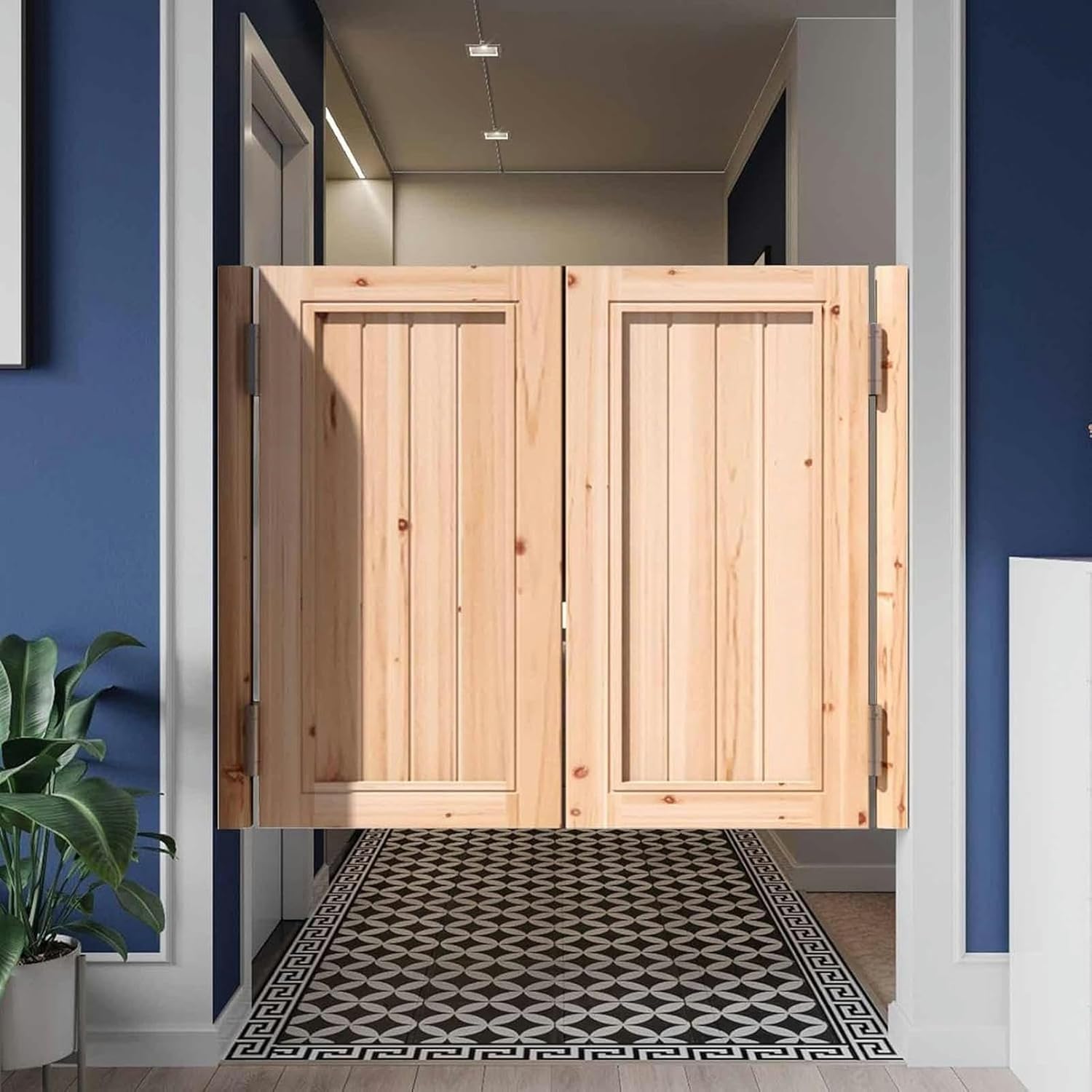 Saloon Swinging Half-Waist Door, Indoor Kitchen Hallway Cafe Door Swinging, No Paint Wood Swing Door for Pantry Bathroom Emporium Toilet