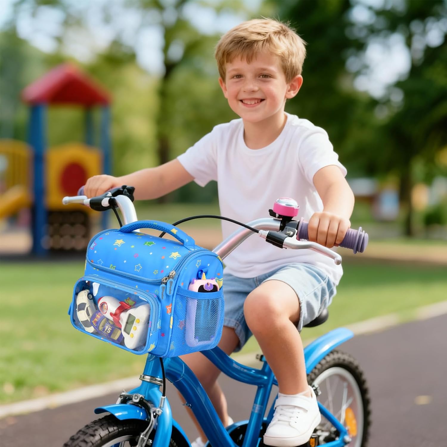Kids Bike Basket Front Handlebar Bag for Girls and Boys, Cute Small Bicycle Basket for Balance Scooter Tricycle, Hold More Bike Accessories with Shoulder Strap (Case Only)