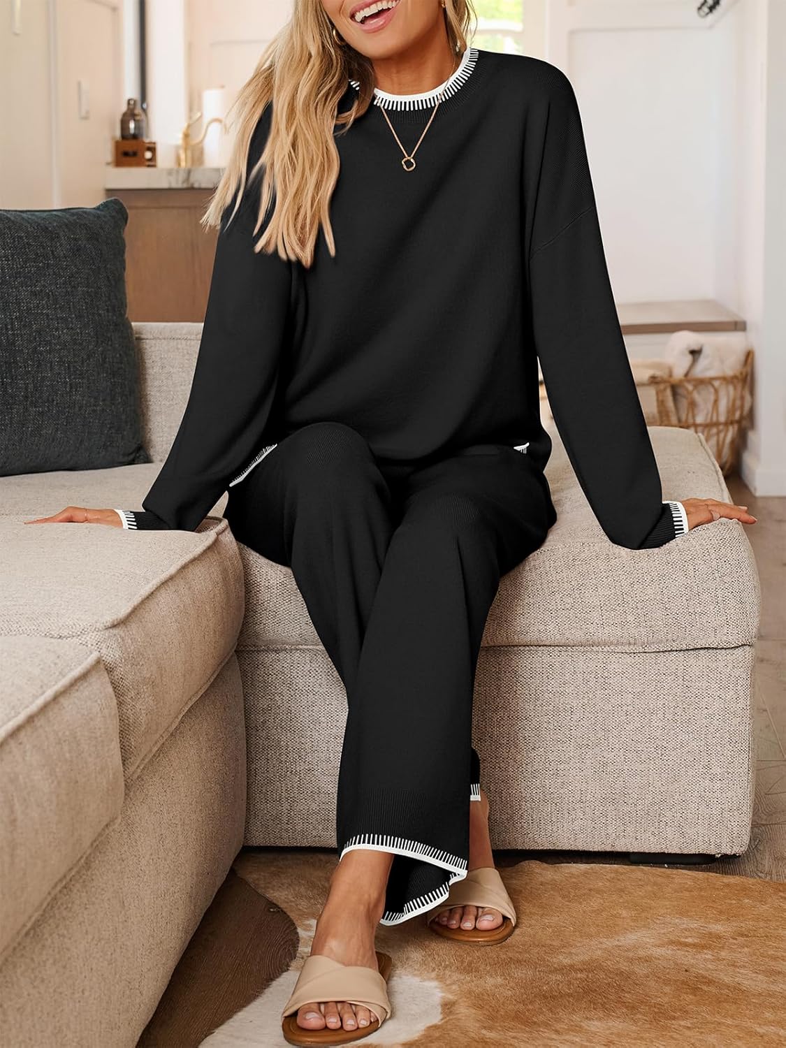 LILLUSORY 2 Piece Knit Lounge Sets Womens Matching Sweater Sets - Image 6