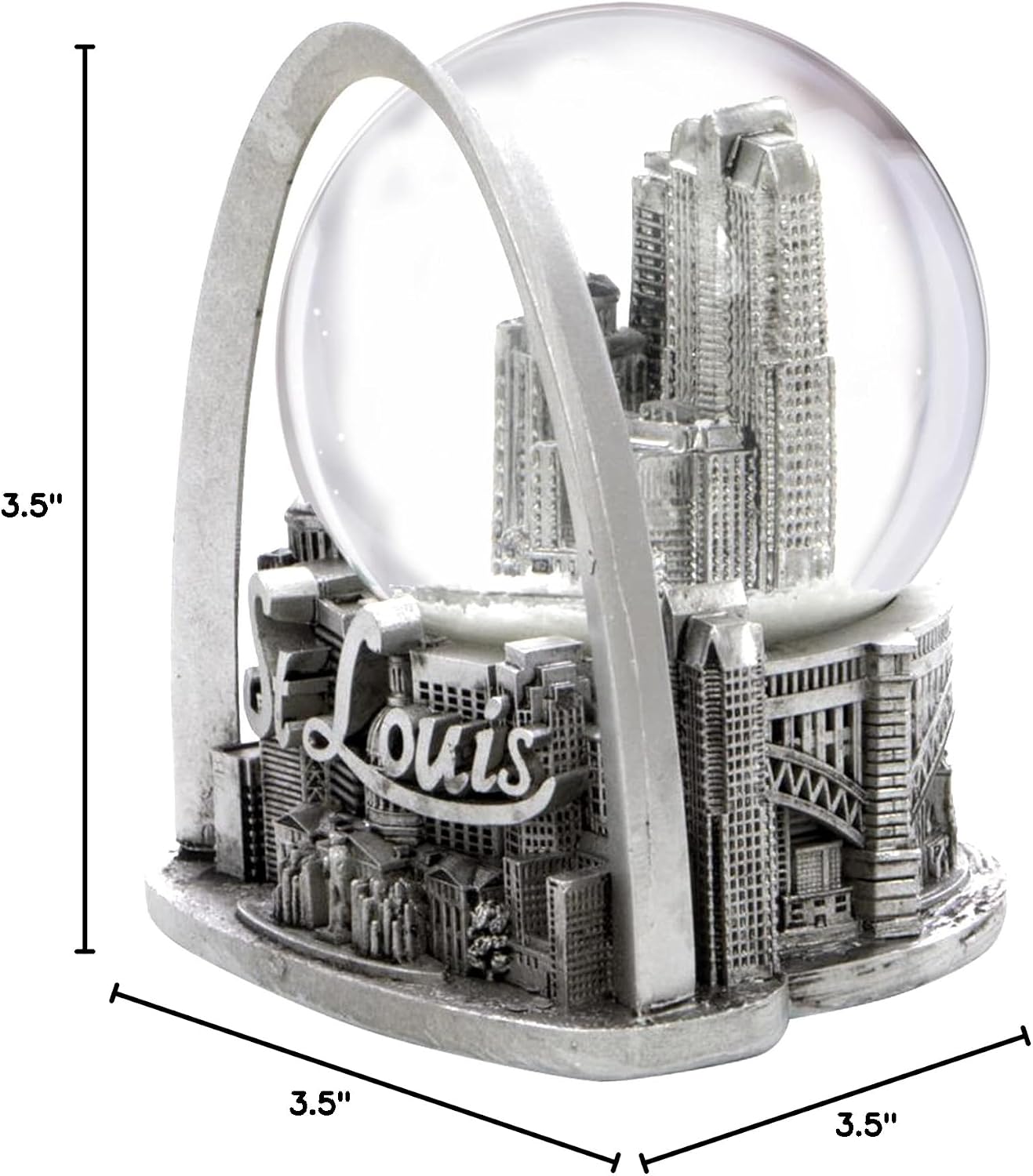 St. Louis Snow Globe Gateway Arch Design 3.5 Inch Silver Missouri Snow Globe