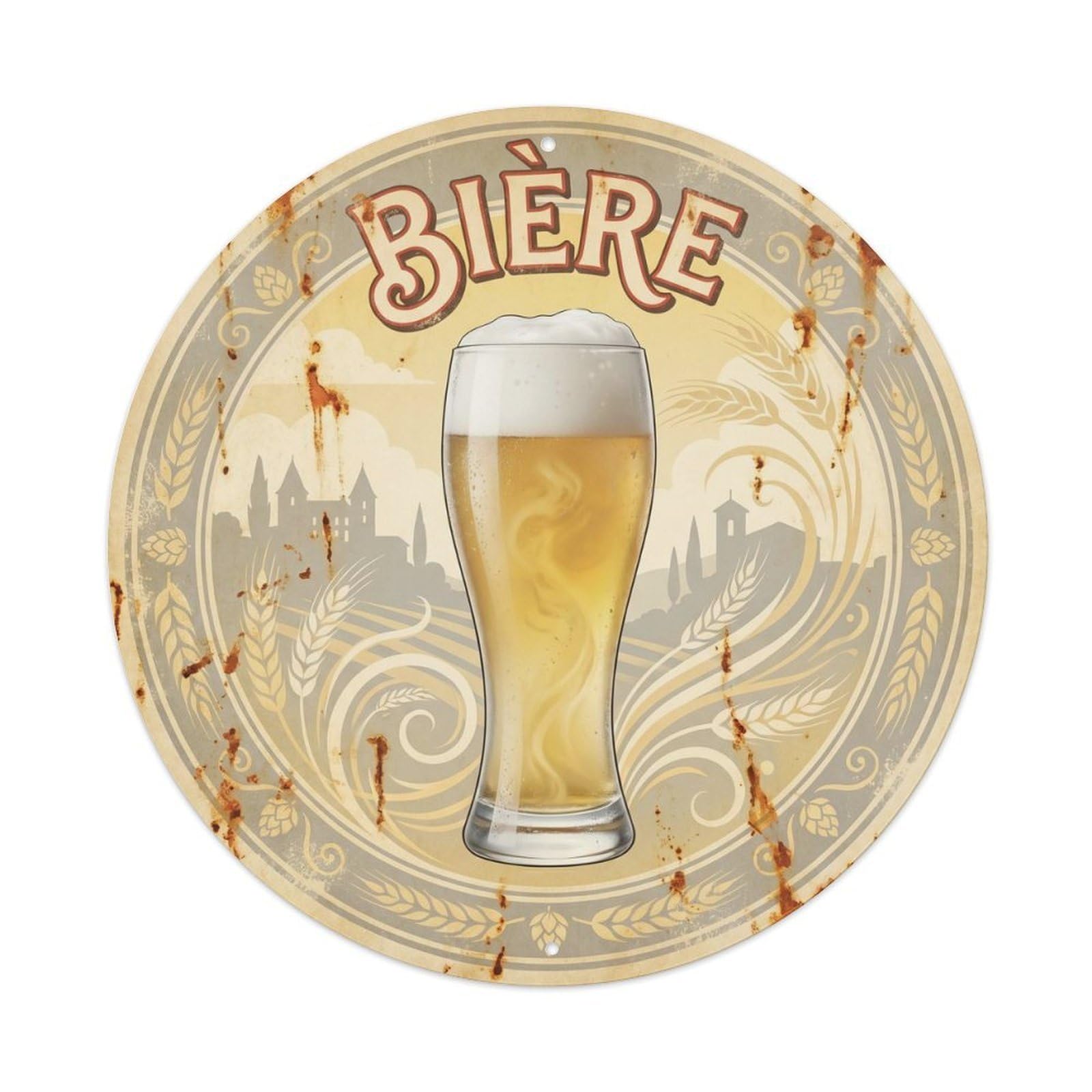 Beer French Craft Brewery Drink Culture Market Travel Metal Tin Sign