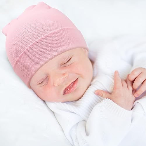 Miniatura 3 de BQUBO Baby Hats and Mittens Infant Cotton Beanie Gloves No Scratch Set Newborn Hospital Hat for Boys Girls