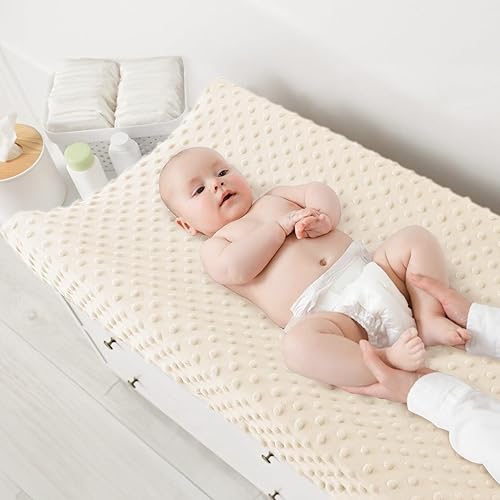 Miniatura 2 de Susurration Fundas para cambiador, paquete de 2 fundas de felpa Minky Dots para cambiar pañales, 33 x 17 x 7 pulgadas, ultra suaves, para bebés,